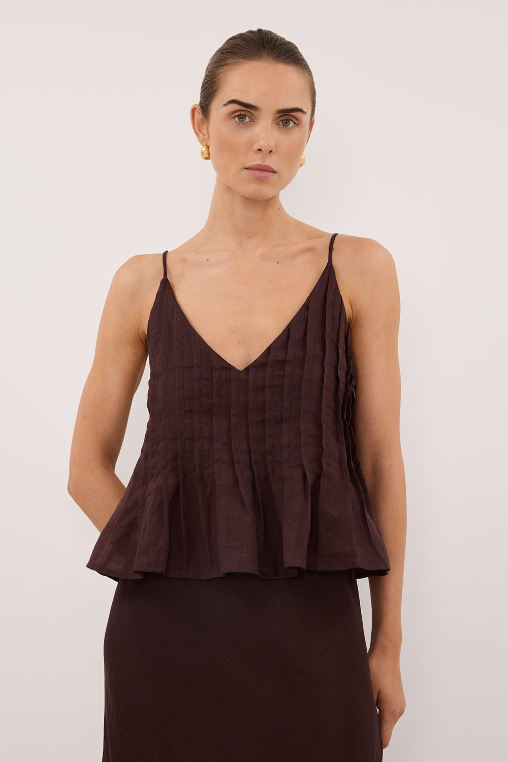 TAHLIA BURNT CHOC RAMIE TOP