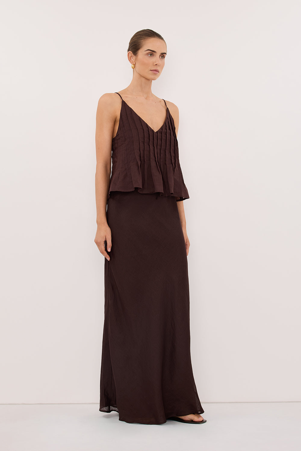 TAHLIA BURNT CHOC RAMIE TOP