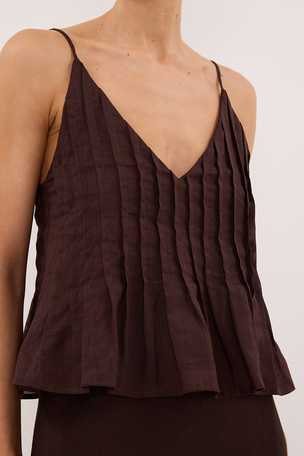TAHLIA BURNT CHOC RAMIE TOP
