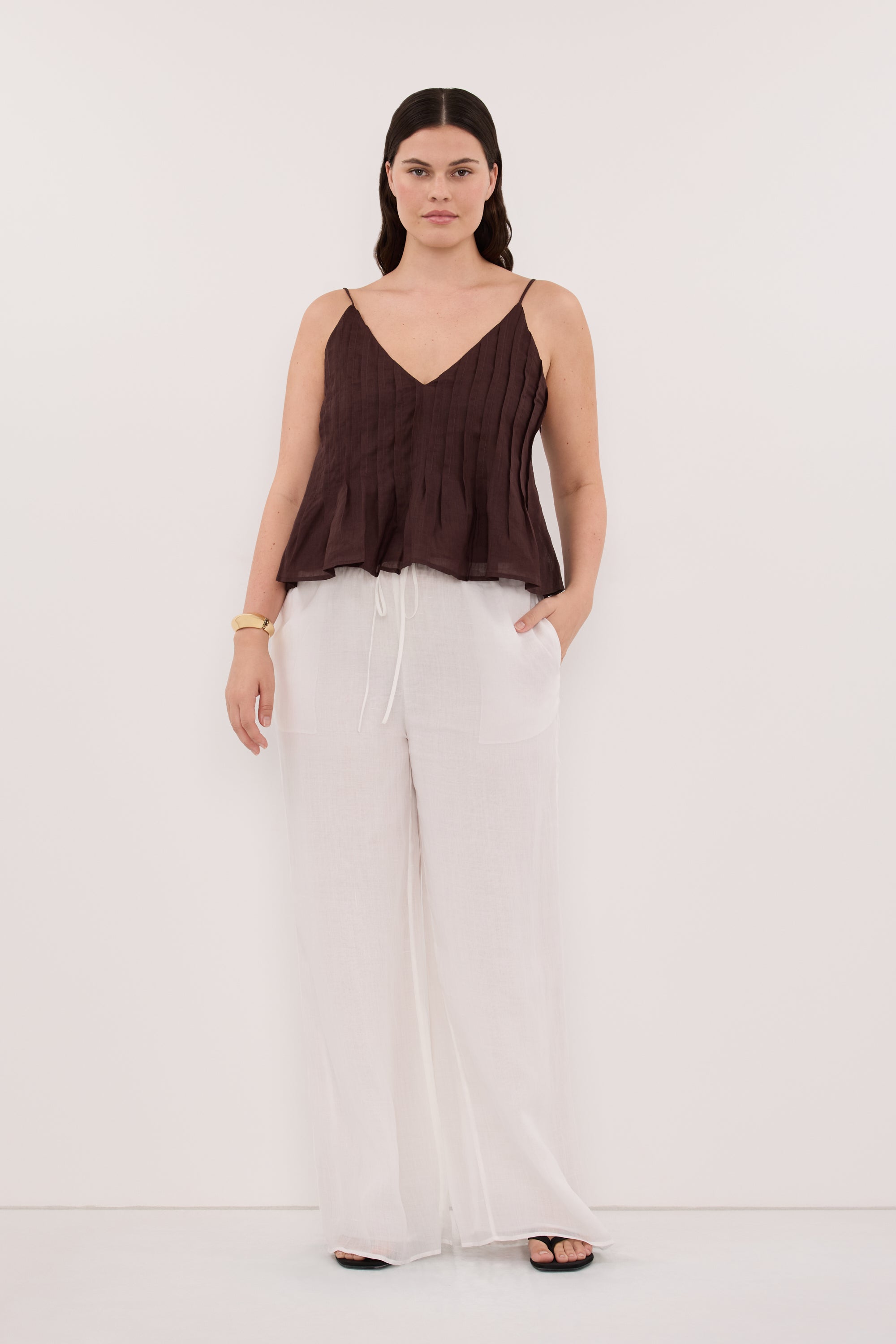 TAHLIA BURNT CHOC RAMIE TOP