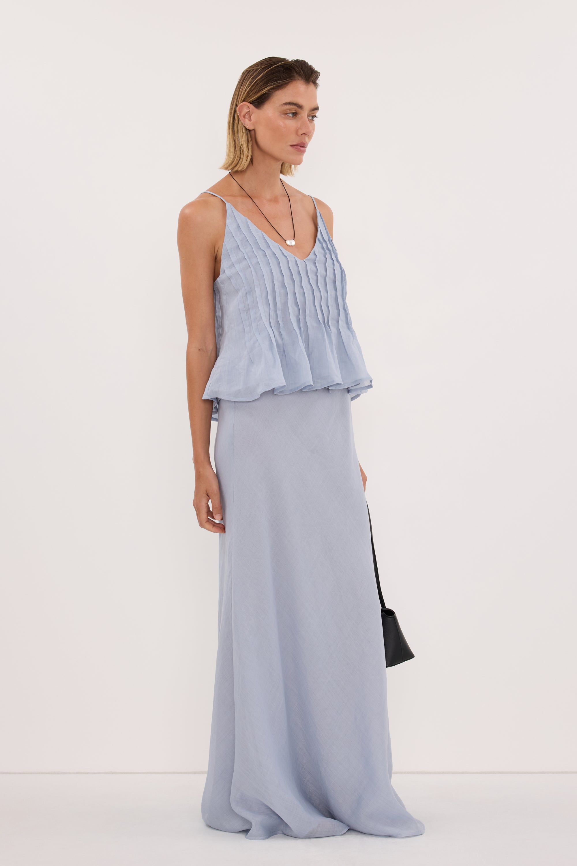 TAHLIA DUSTY BLUE RAMIE TOP