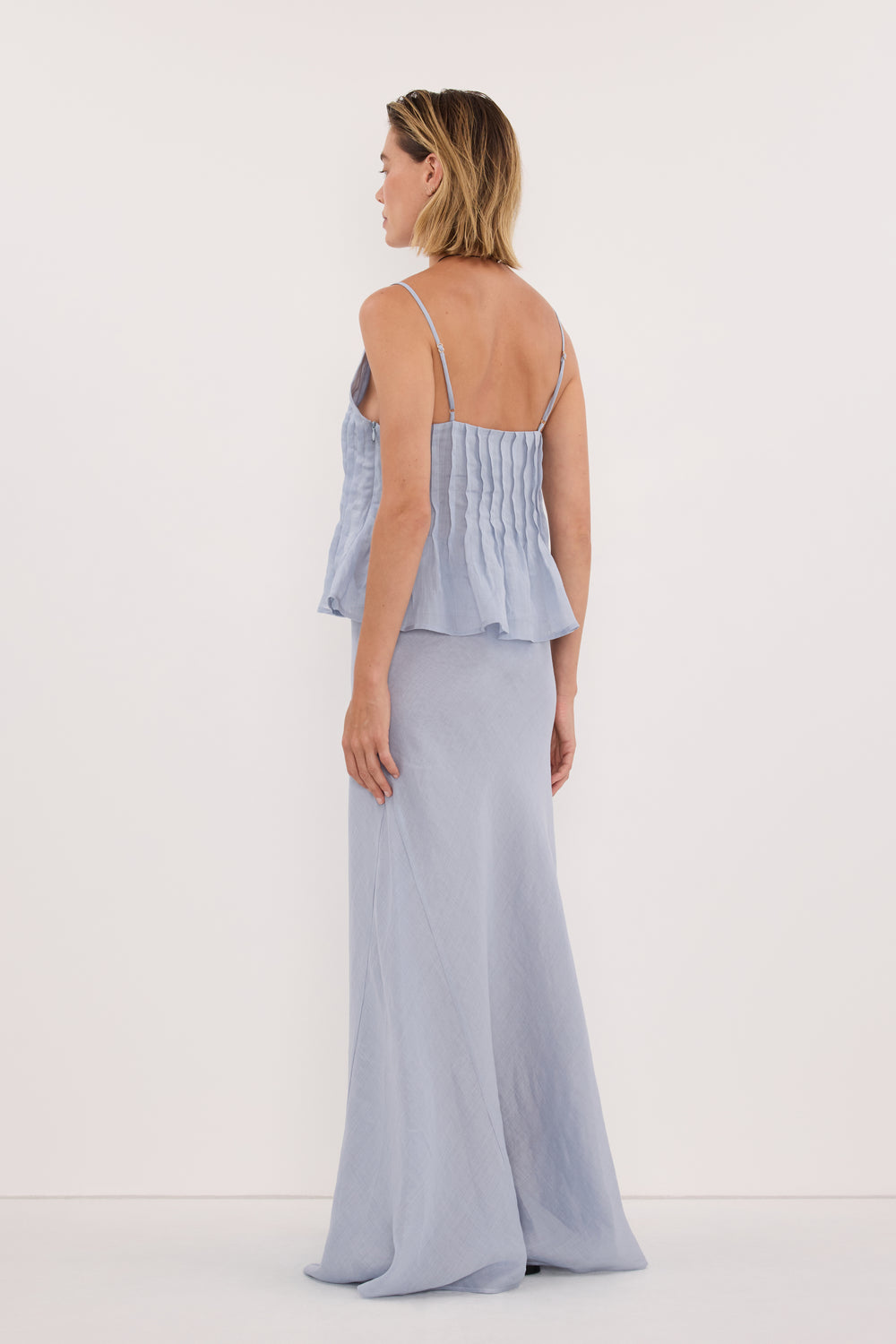 TAHLIA DUSTY BLUE RAMIE TOP