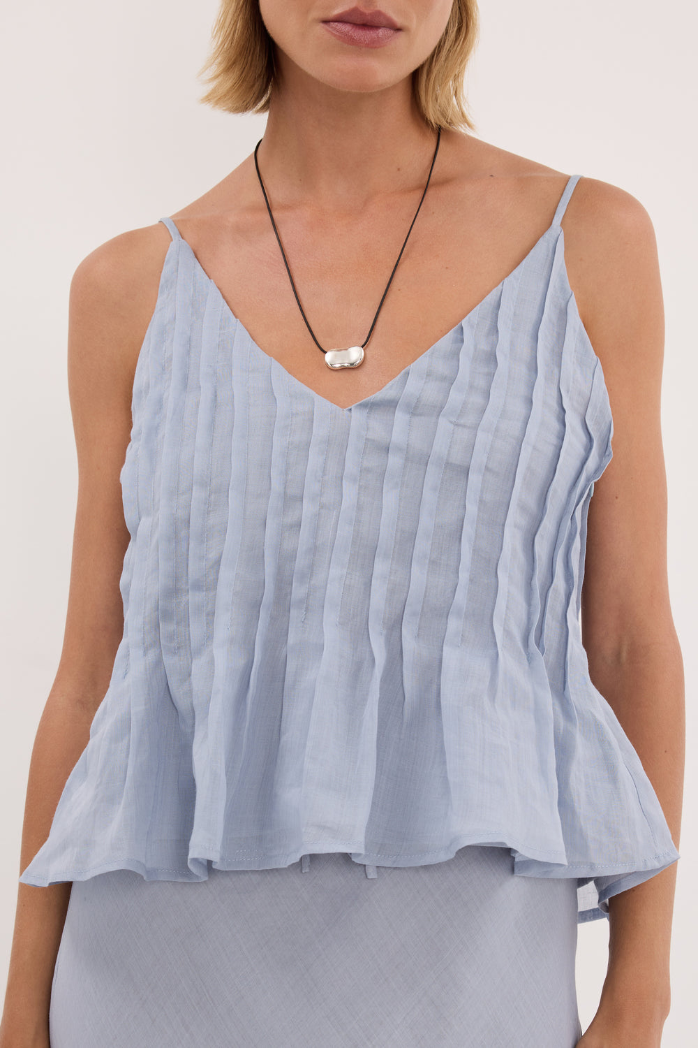 TAHLIA DUSTY BLUE RAMIE TOP