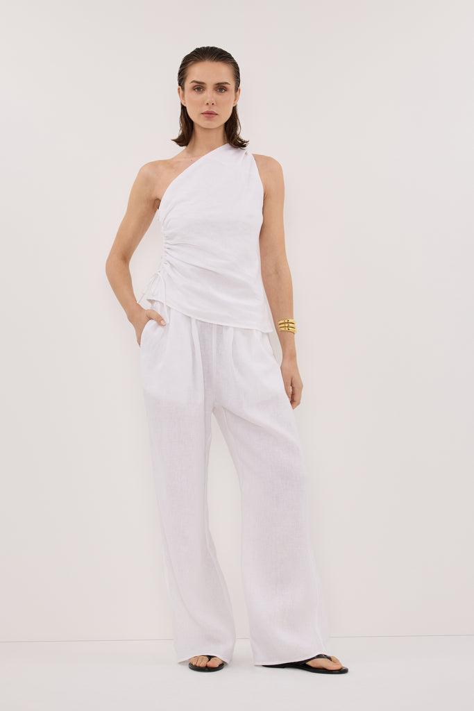 FINNY WHITE LINEN TOP | Dissh