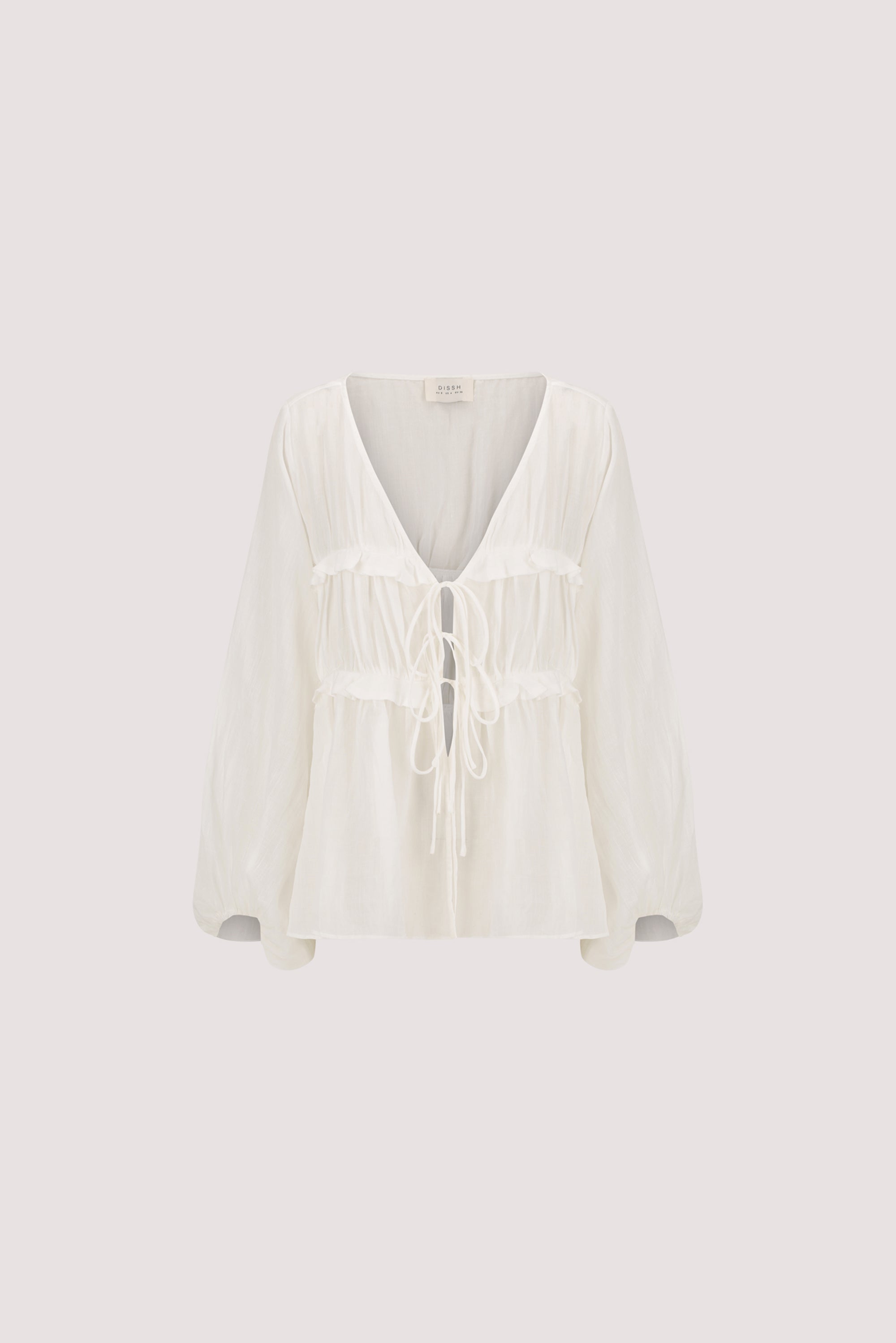MILA WHITE RAMIE SLEEVED FRILL TOP – DISSH