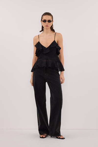 Stas wearing SARA BLACK RAMIE CAMI TOP