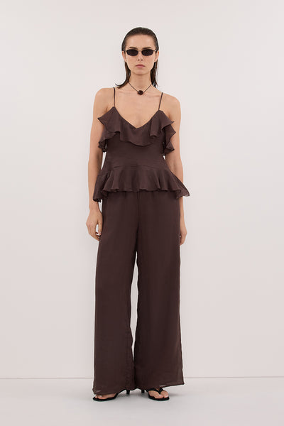 Stas wearing SARA DARK CHOC RAMIE CAMI TOP