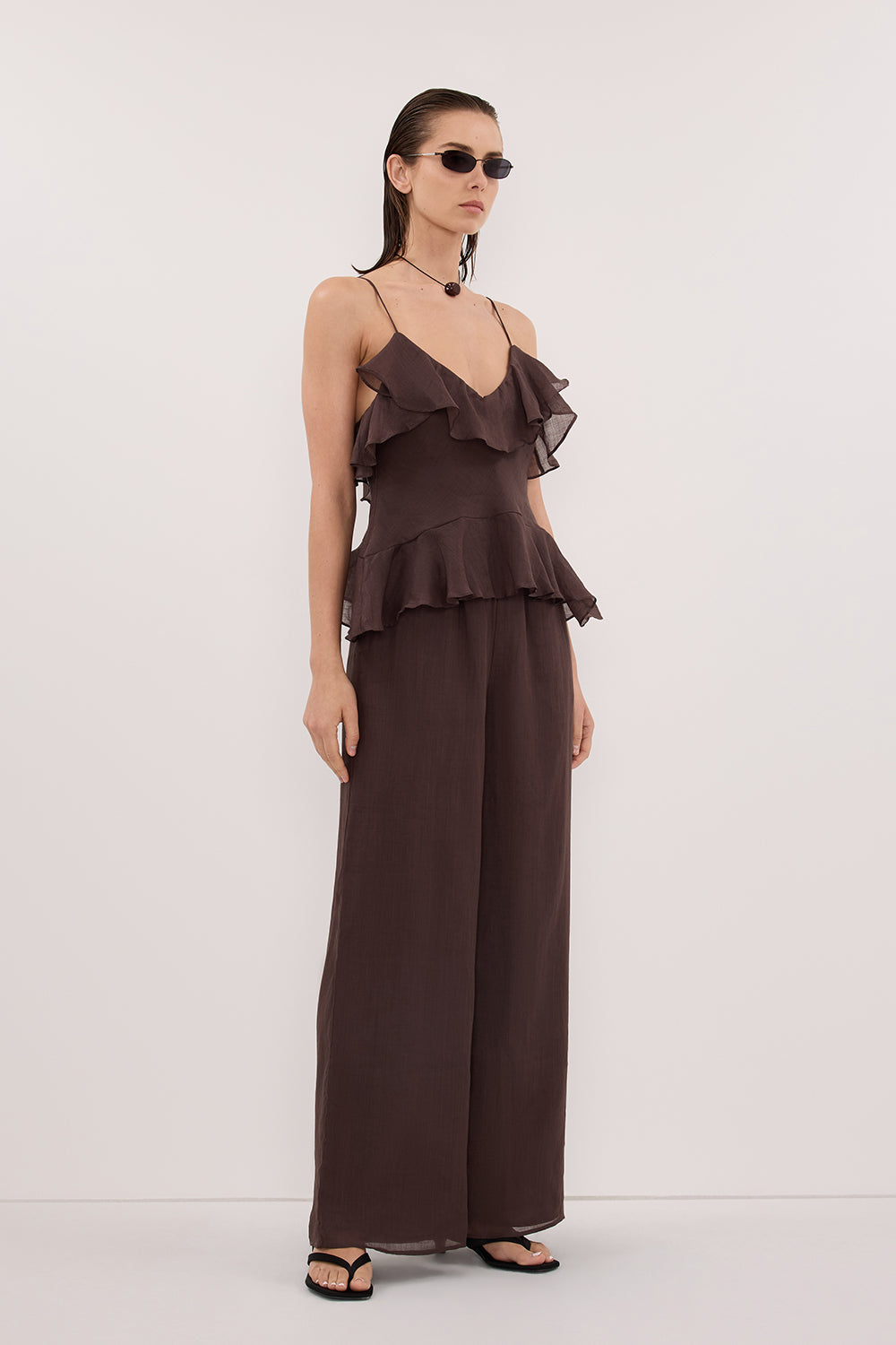 SARA DARK CHOC RAMIE CAMI TOP
