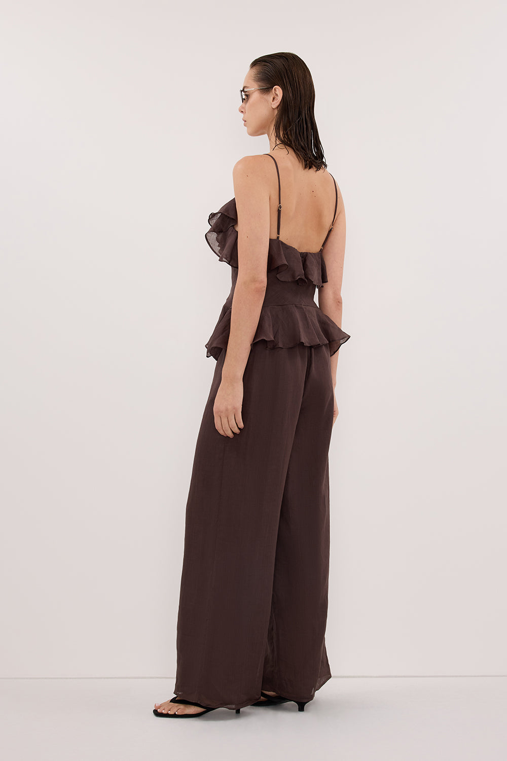 SARA DARK CHOC RAMIE CAMI TOP