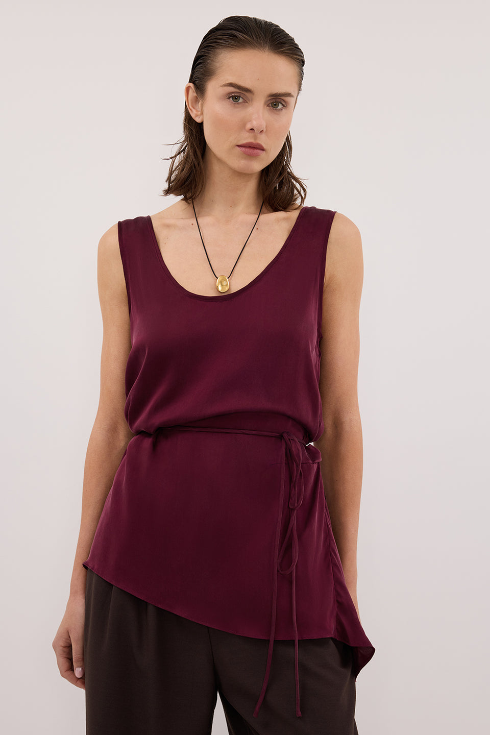 LETTIE MERLOT SILK CAMI TOP