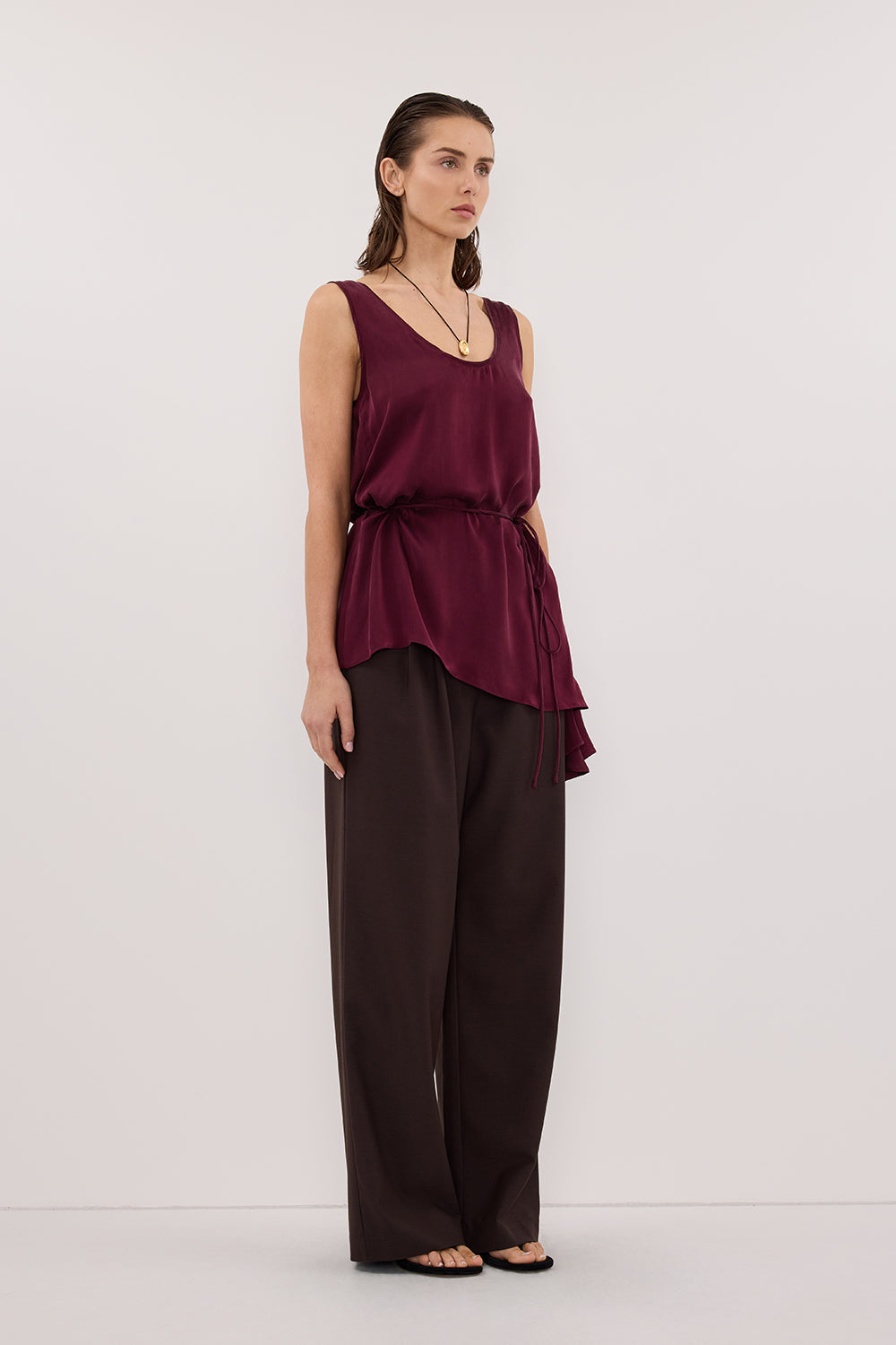 LETTIE MERLOT SILK CAMI TOP