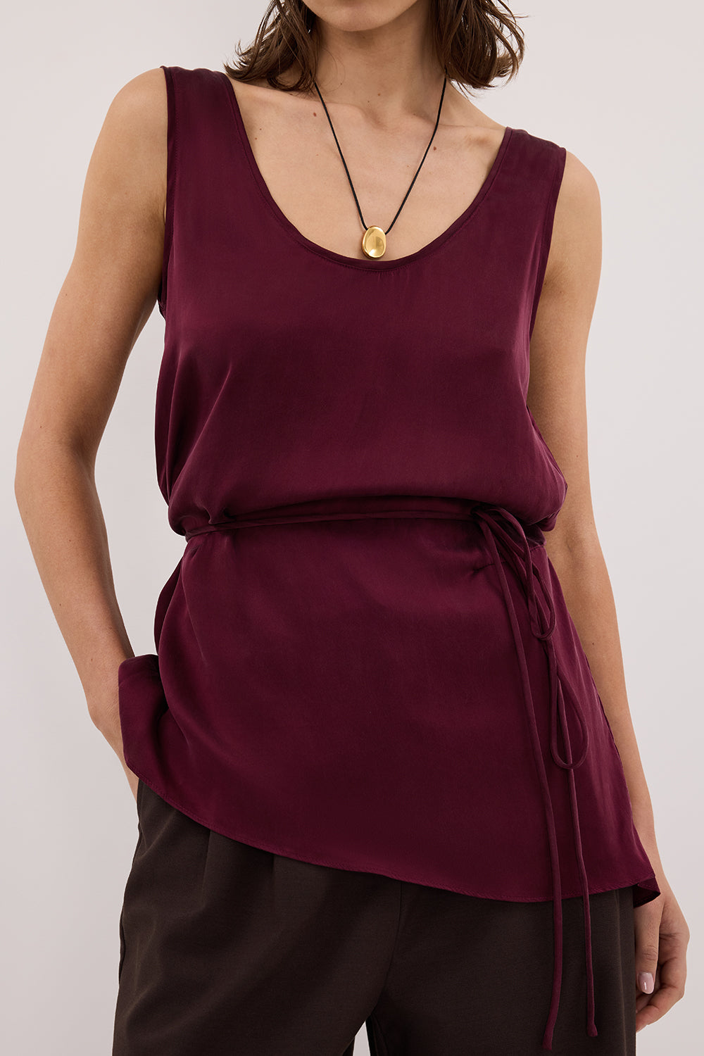 LETTIE MERLOT SILK CAMI TOP