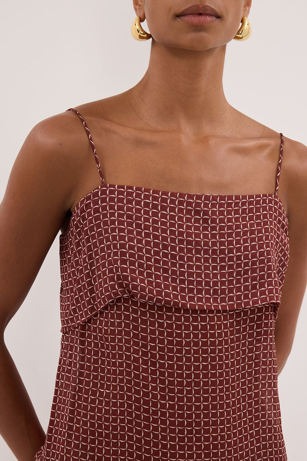 TIA SAHARA SLEEVELESS MICRO CHECK CAMI TOP
