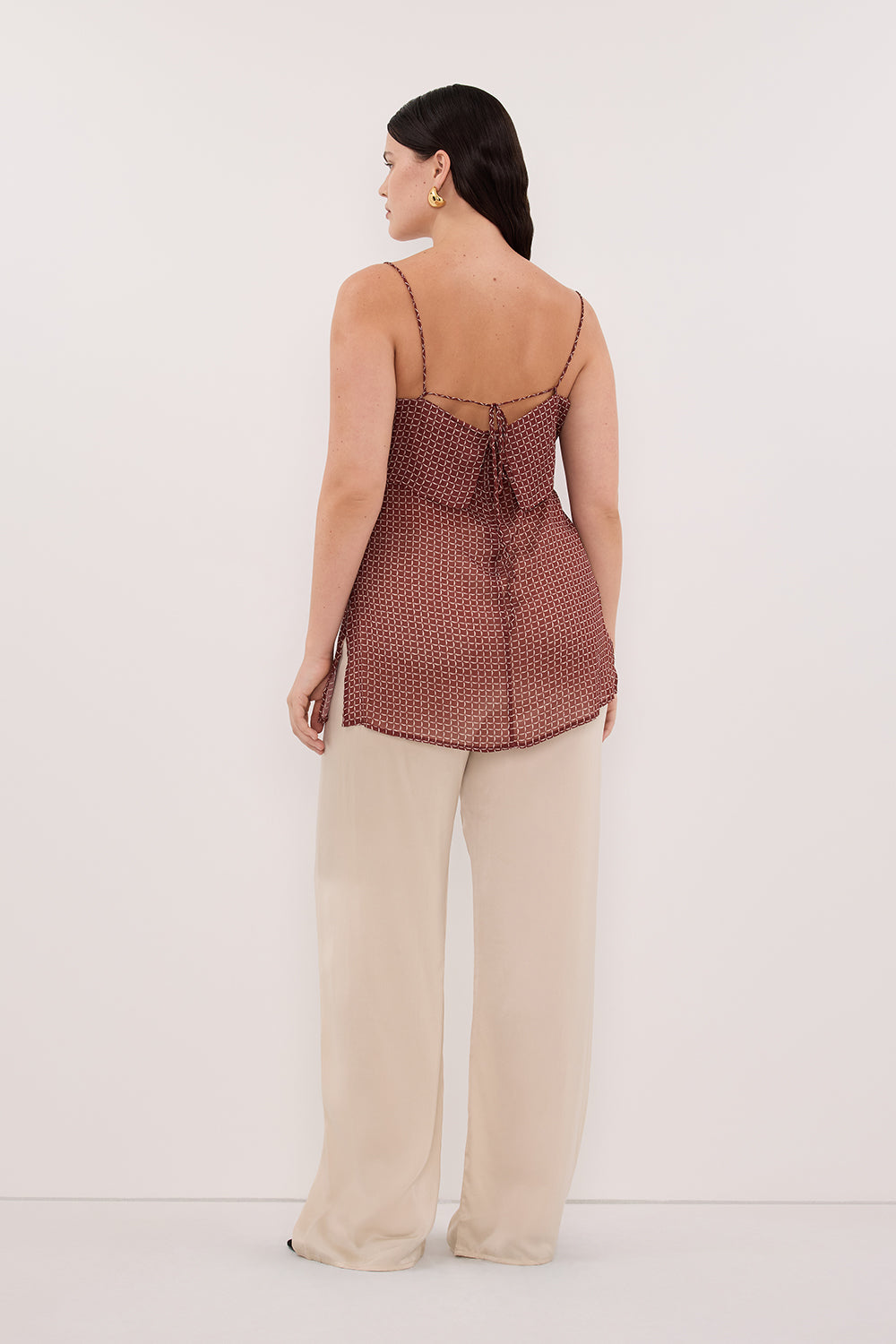 TIA SAHARA SLEEVELESS MICRO CHECK CAMI TOP