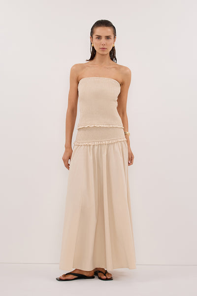 Stas wearing EDIE STONE STRAPLESS COTTON TOP