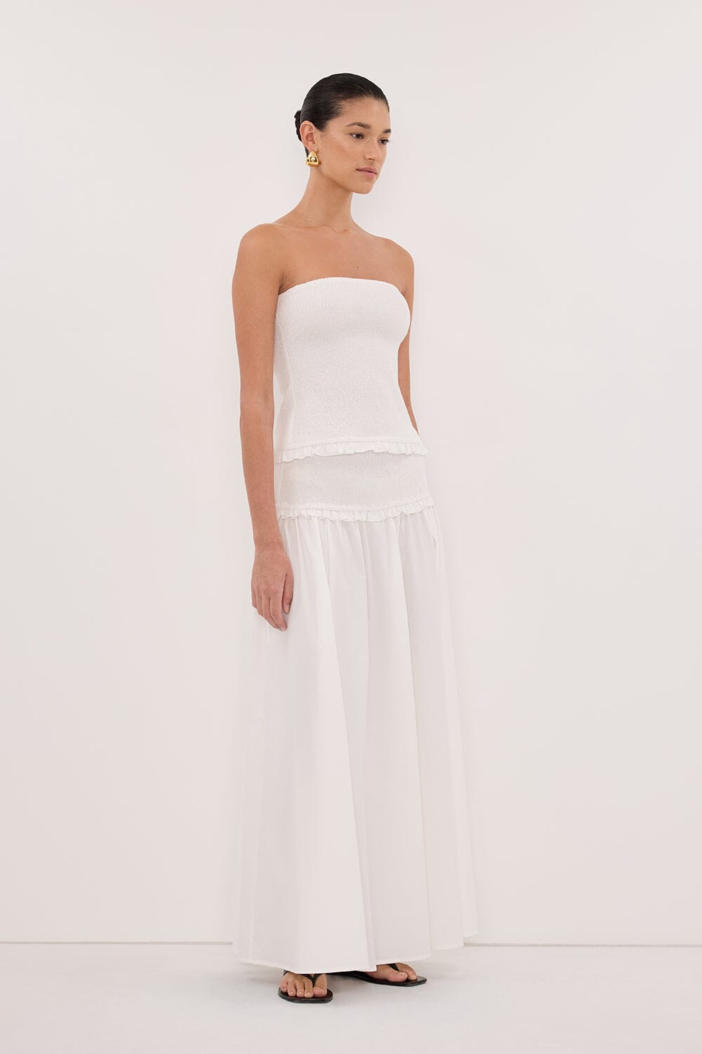 EDIE WHITE STRAPLESS COTTON TOP