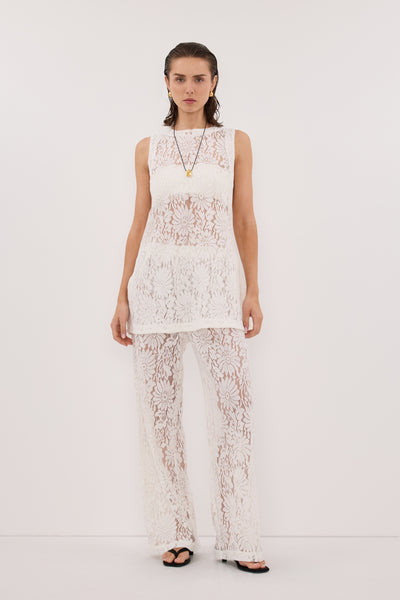 WILMA WHITE LACE TUNIC TOP – DISSH