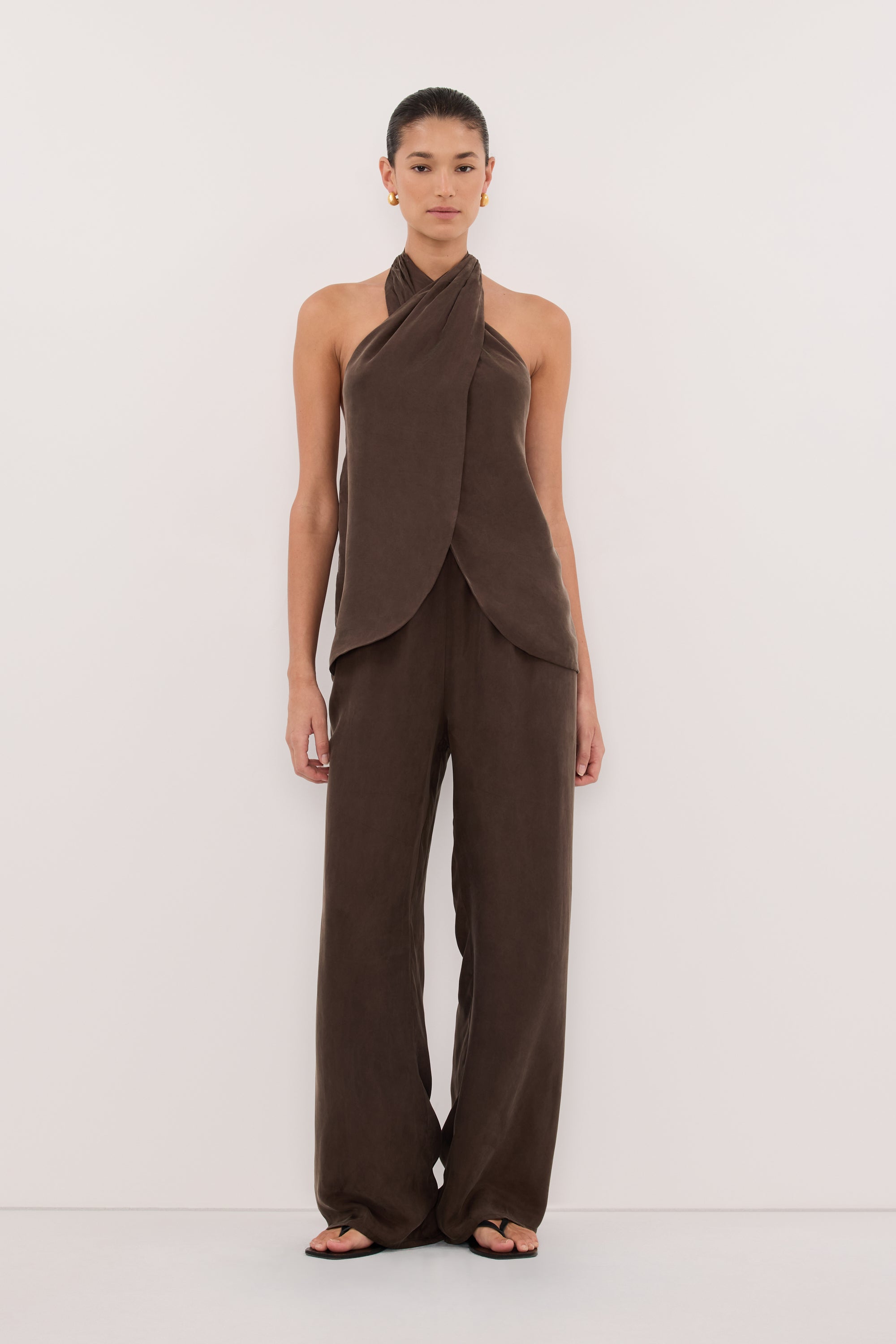 ADDIE BITTER CHOC CUPRO TOP – DISSH