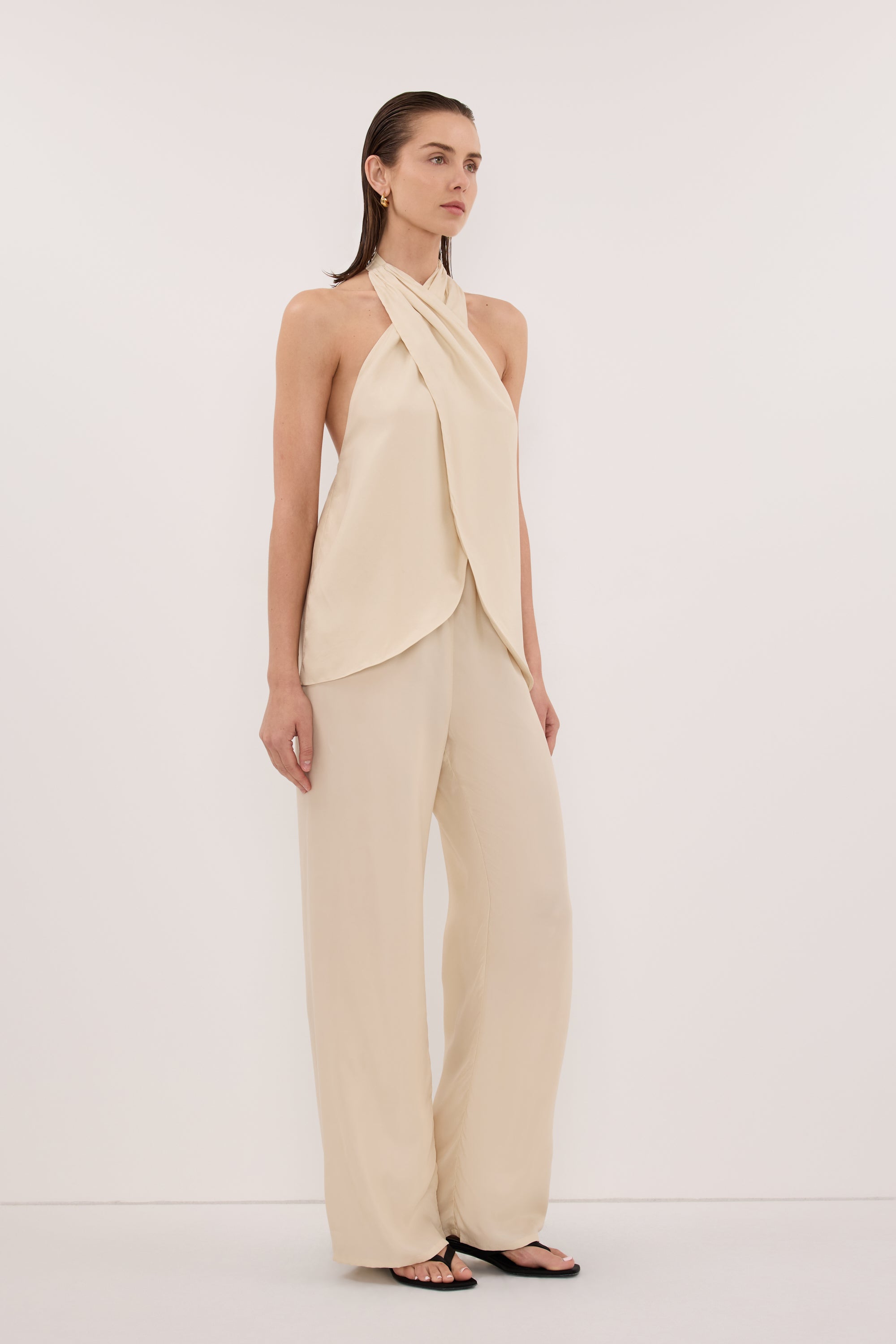 ADDIE STRAW CUPRO HALTER TOP