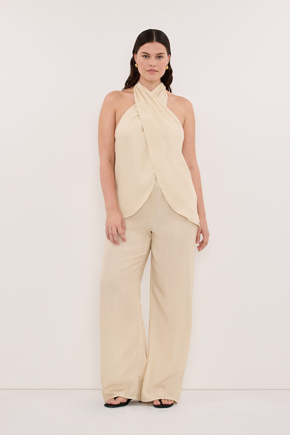 ADDIE STRAW CUPRO HALTER TOP