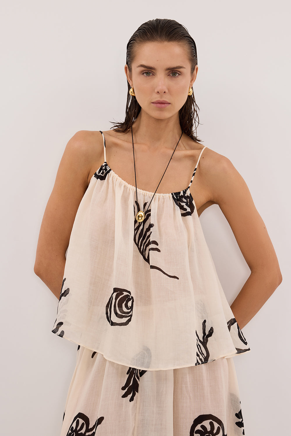POSITANO SANDSTONE SLEEVELESS RAMIE  TOP