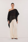 BRIANNE BATWING BLACK RAMIE TOP