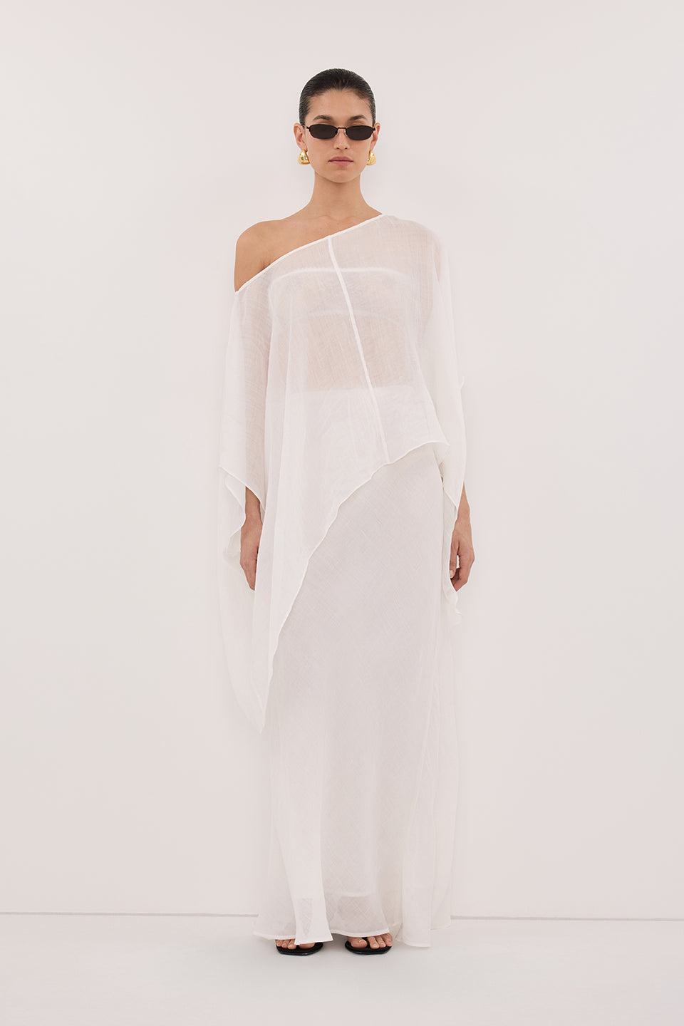 BRIANNE BATWING WHITE RAMIE TOP