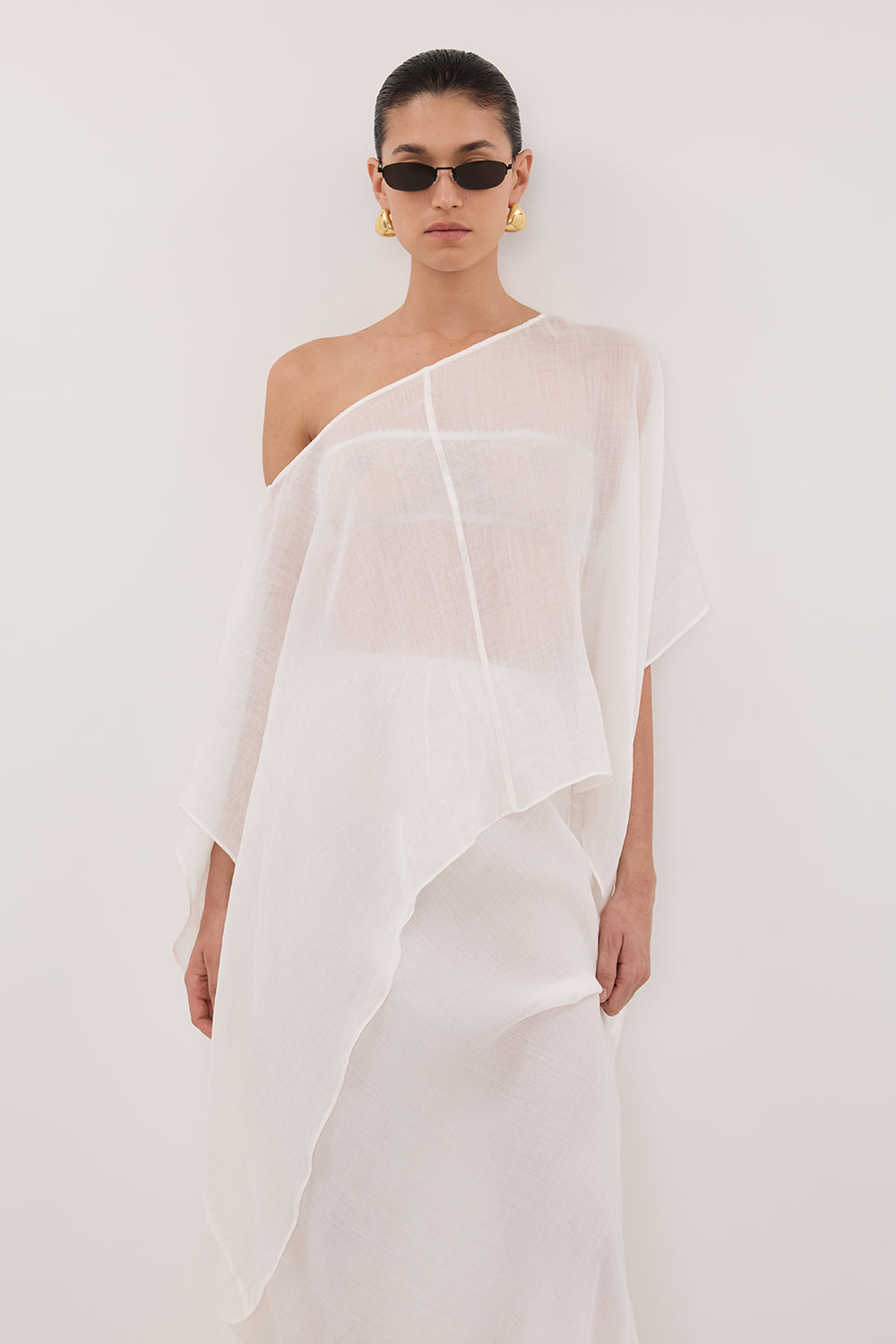 BRIANNE WHITE BATWING RAMIE TOP