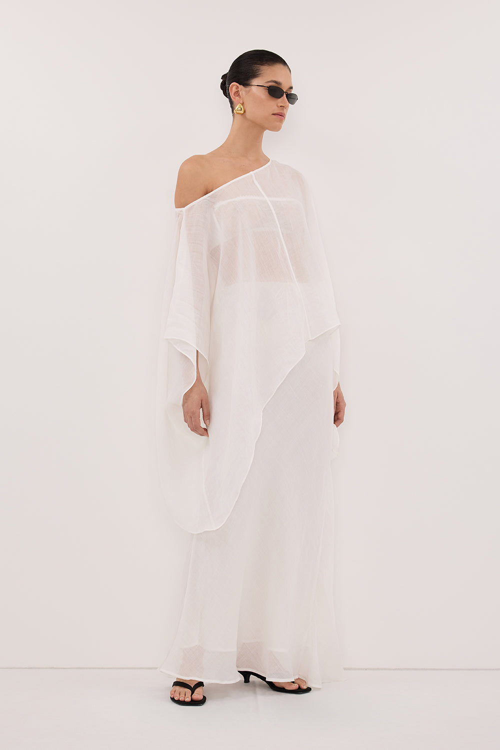 BRIANNE WHITE BATWING RAMIE TOP