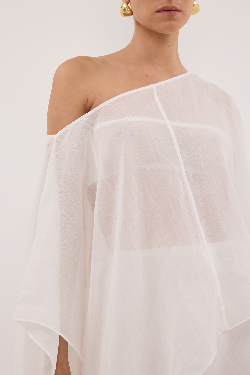 BRIANNE WHITE BATWING RAMIE TOP