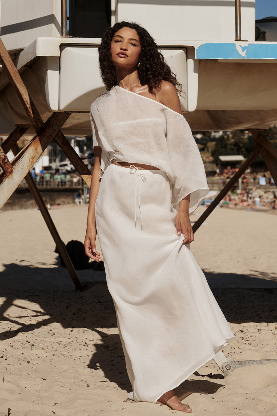 BRIANNE BATWING WHITE RAMIE TOP