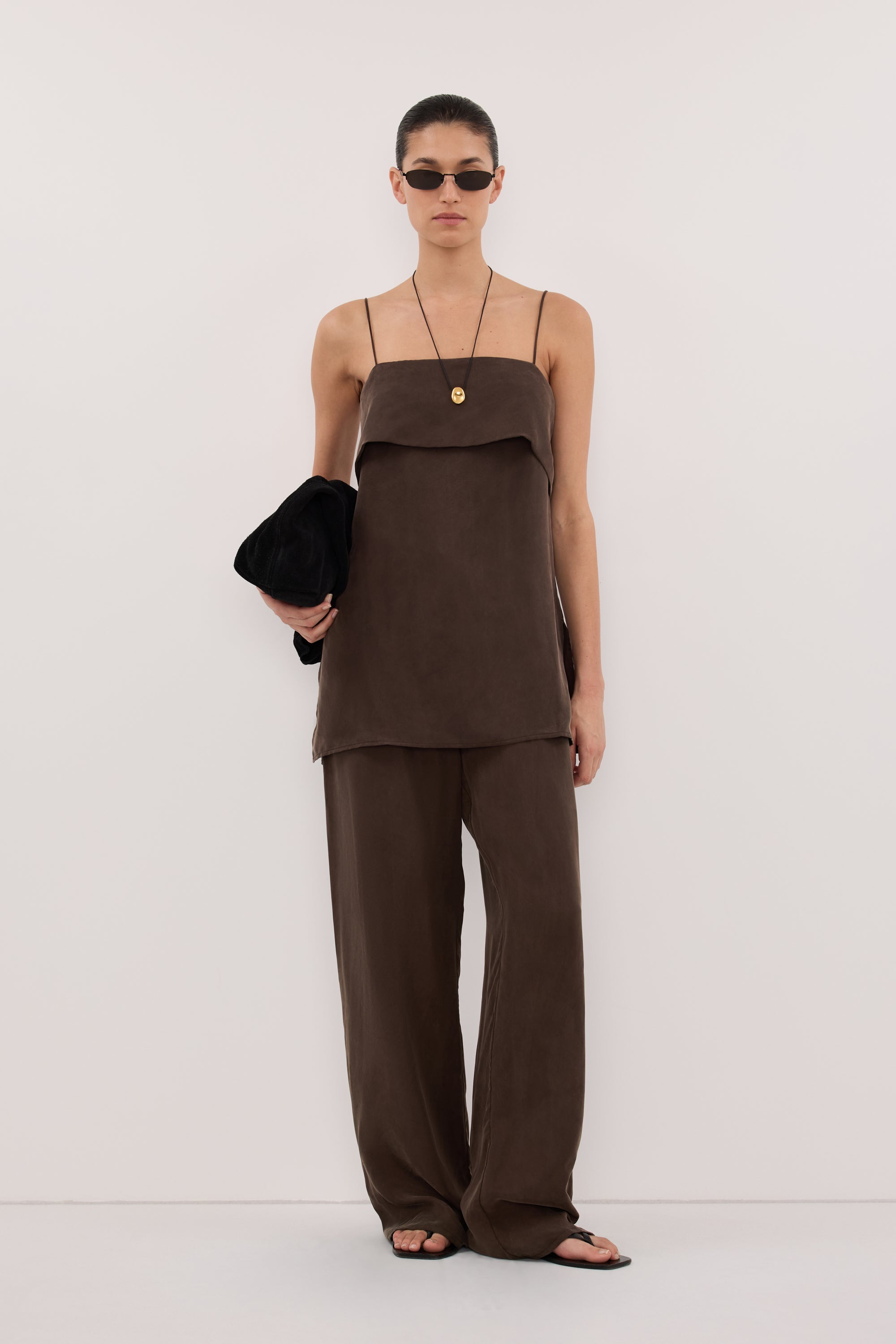 IDA BITTER CHOC CUPRO FOLDOVER CAMI – DISSH