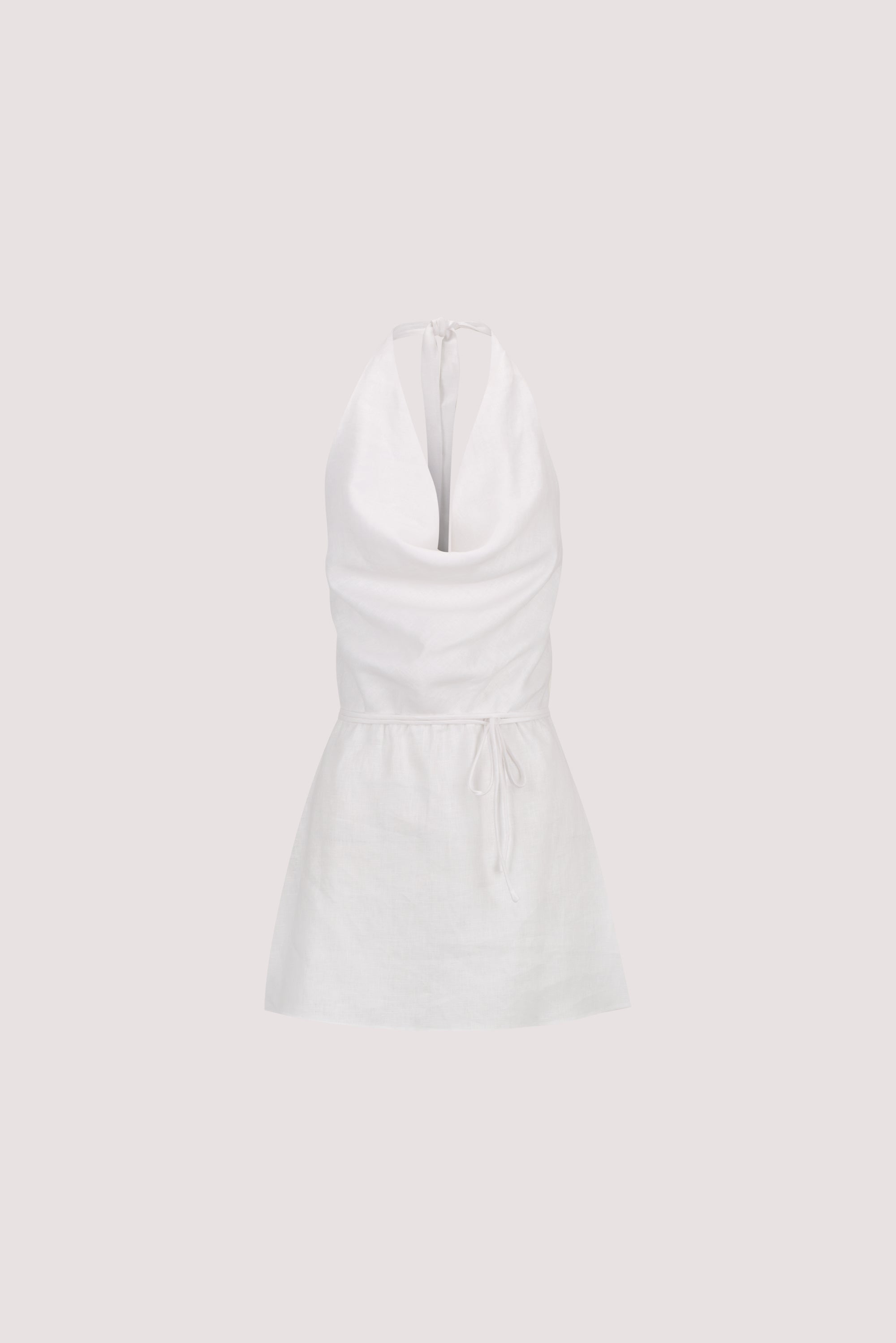 HAYLEE WHITE SLEEVELESS LINEN COWL TOP