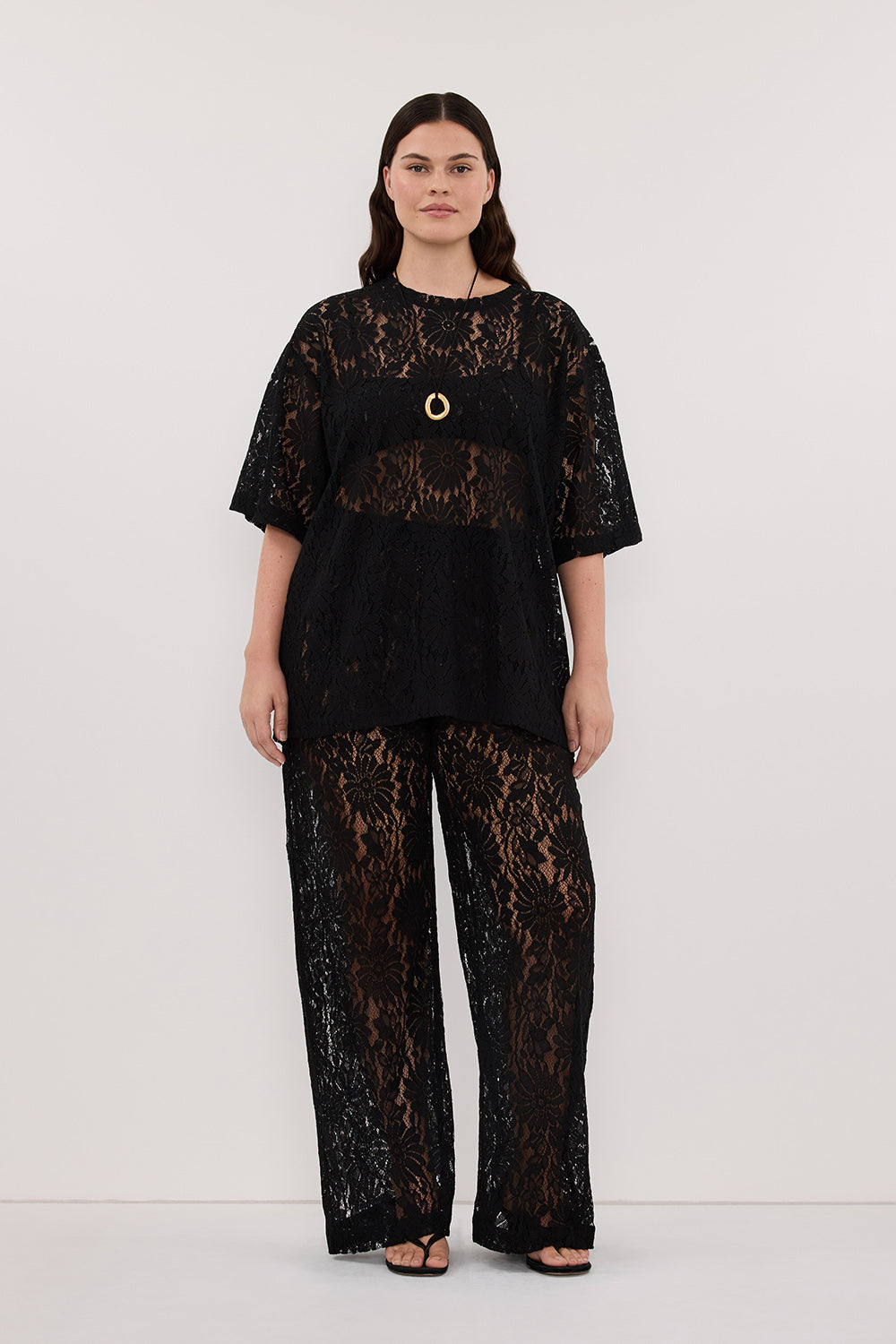 WILMA BLACK LACE TEE