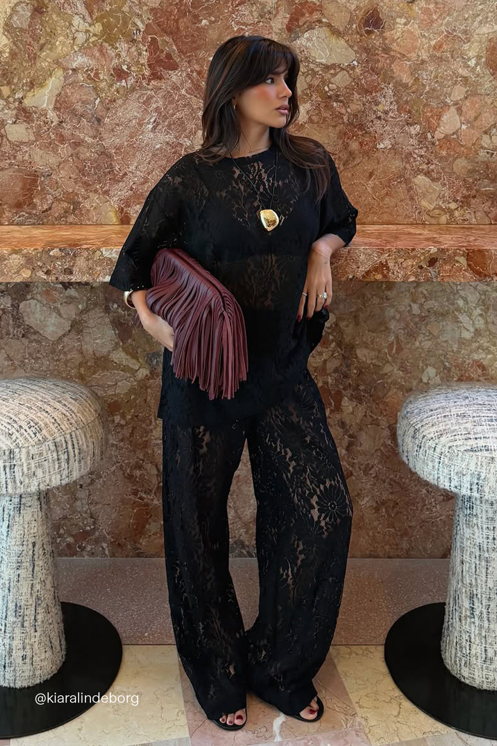 WILMA BLACK LACE TEE