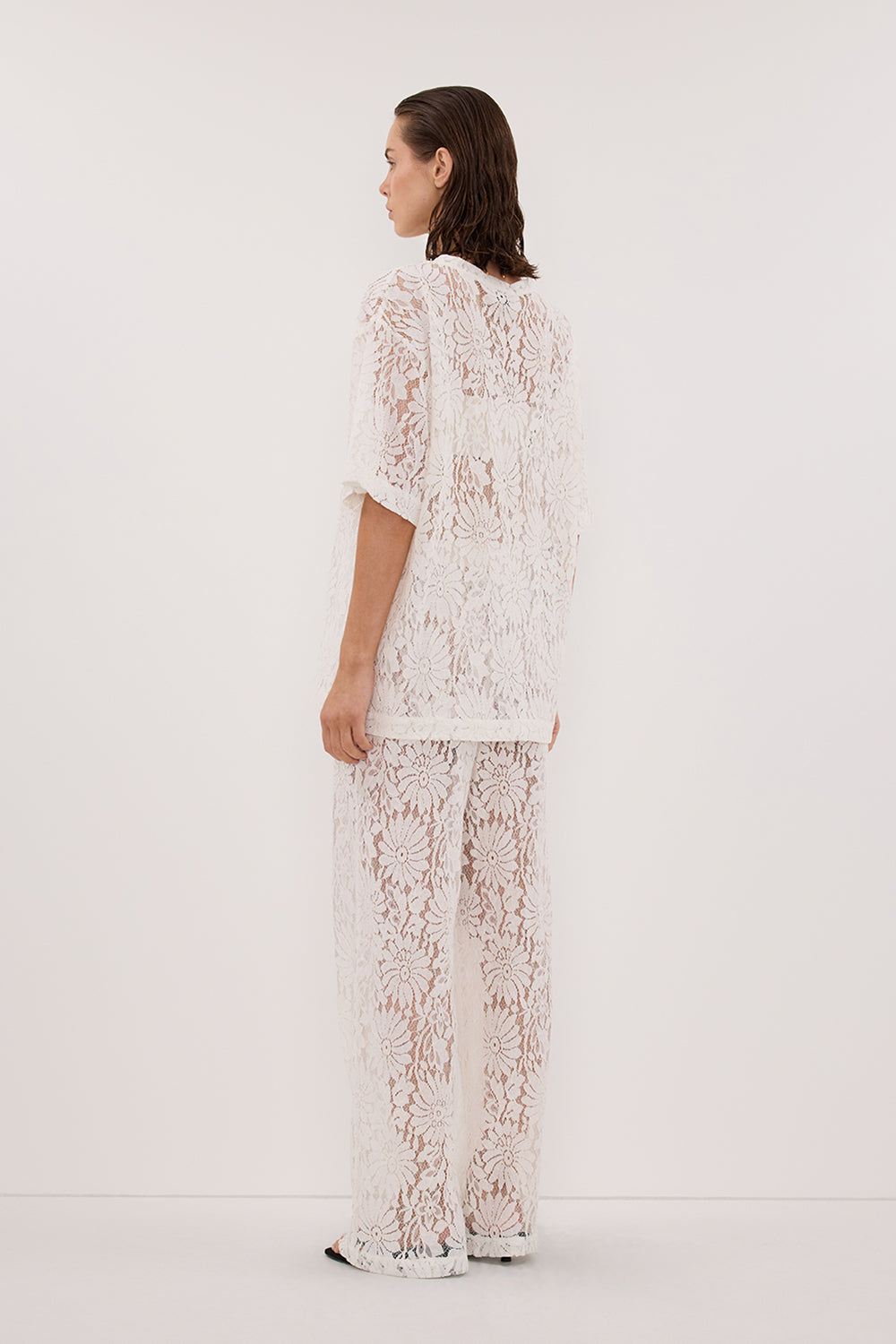 WILMA WHITE LACE TEE
