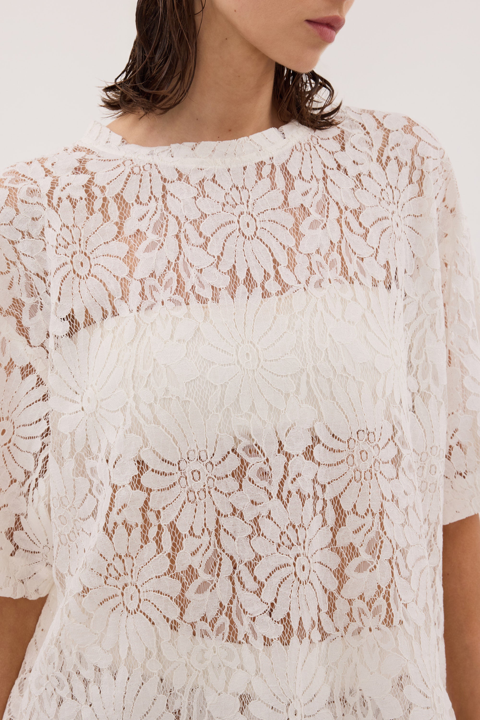 WILMA WHITE LACE TEE – DISSH