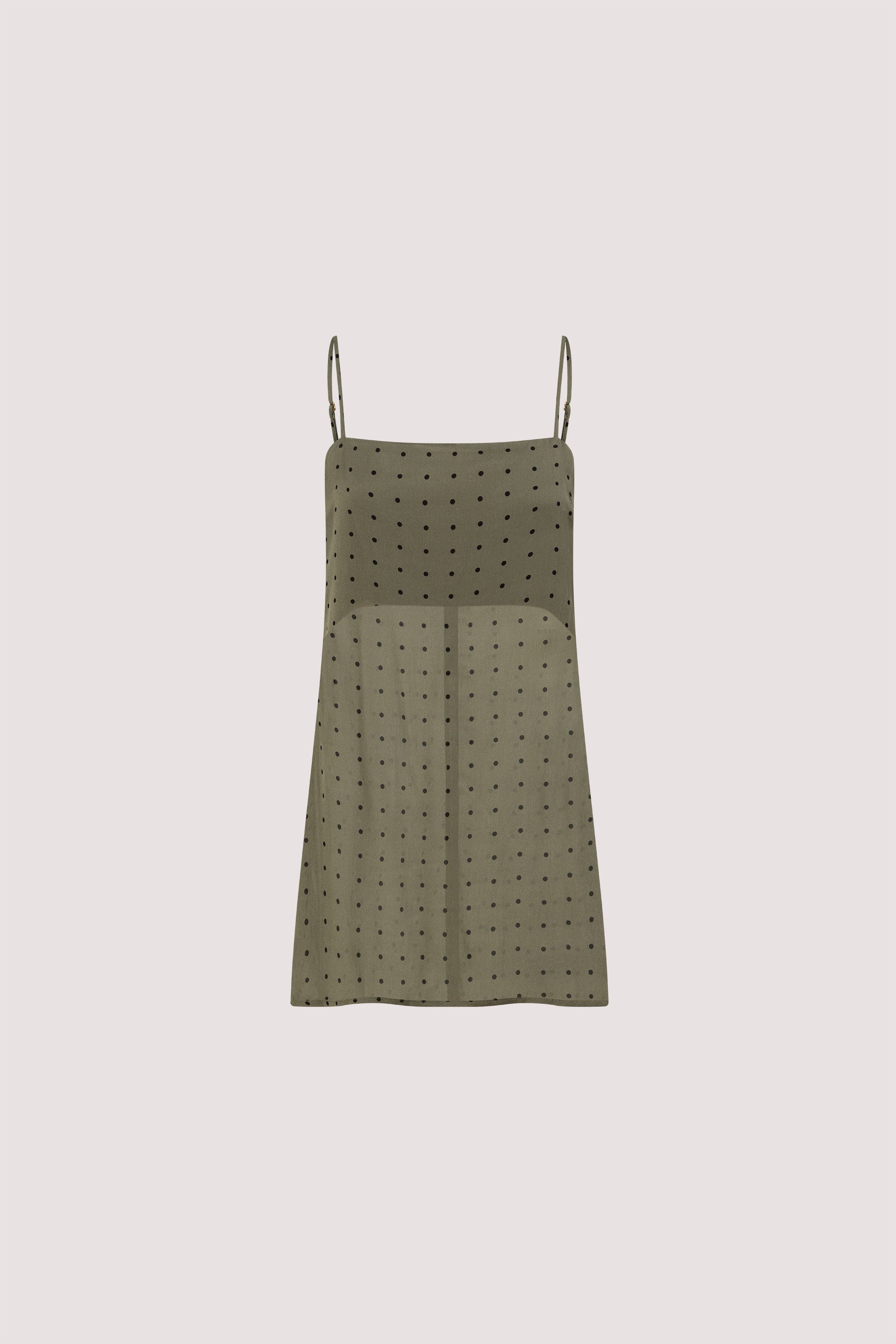 VANESSA KHAKI SLEEVELESS SPOT CAMI TOP