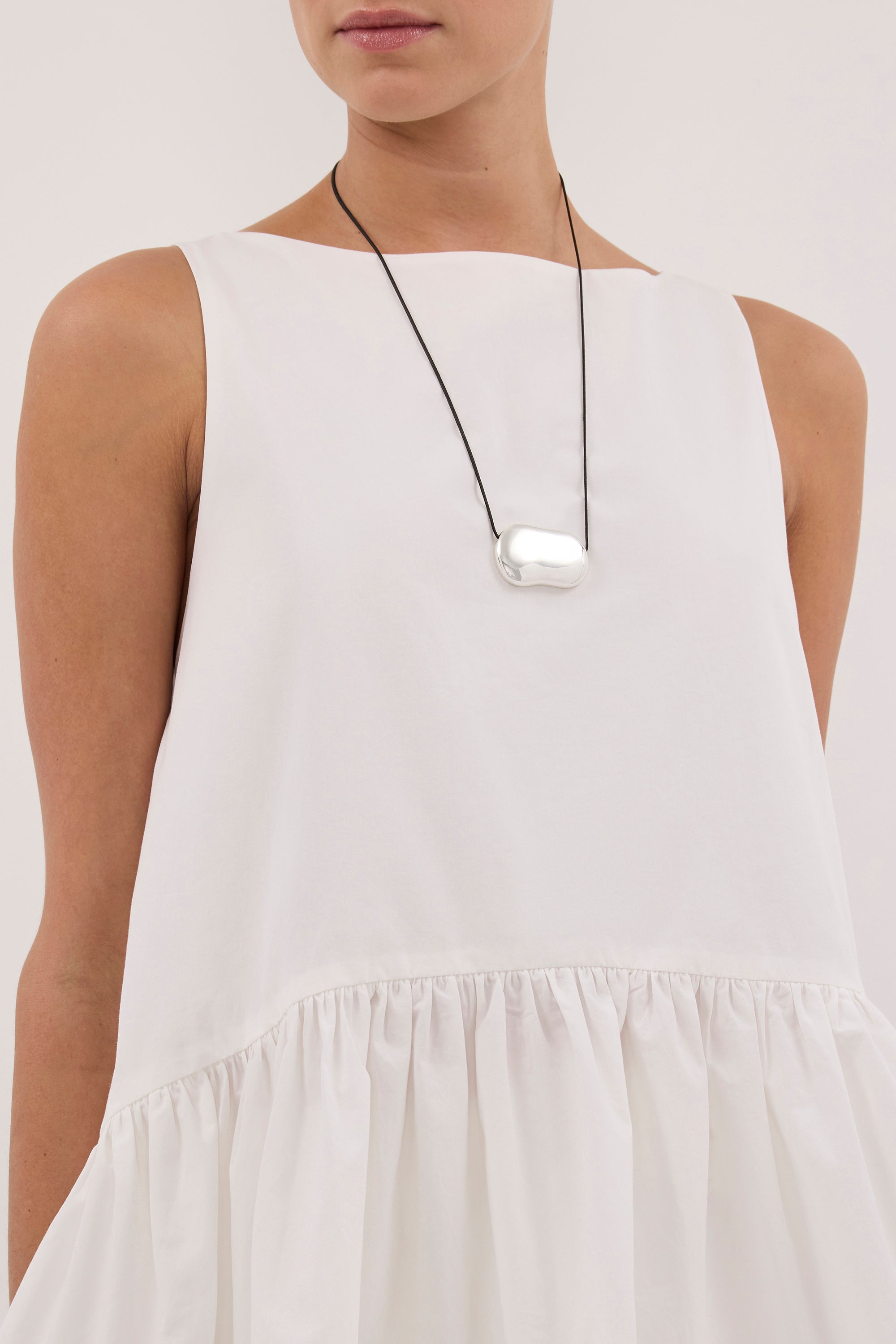 JO WHITE COTTON DROP WAIST TOP