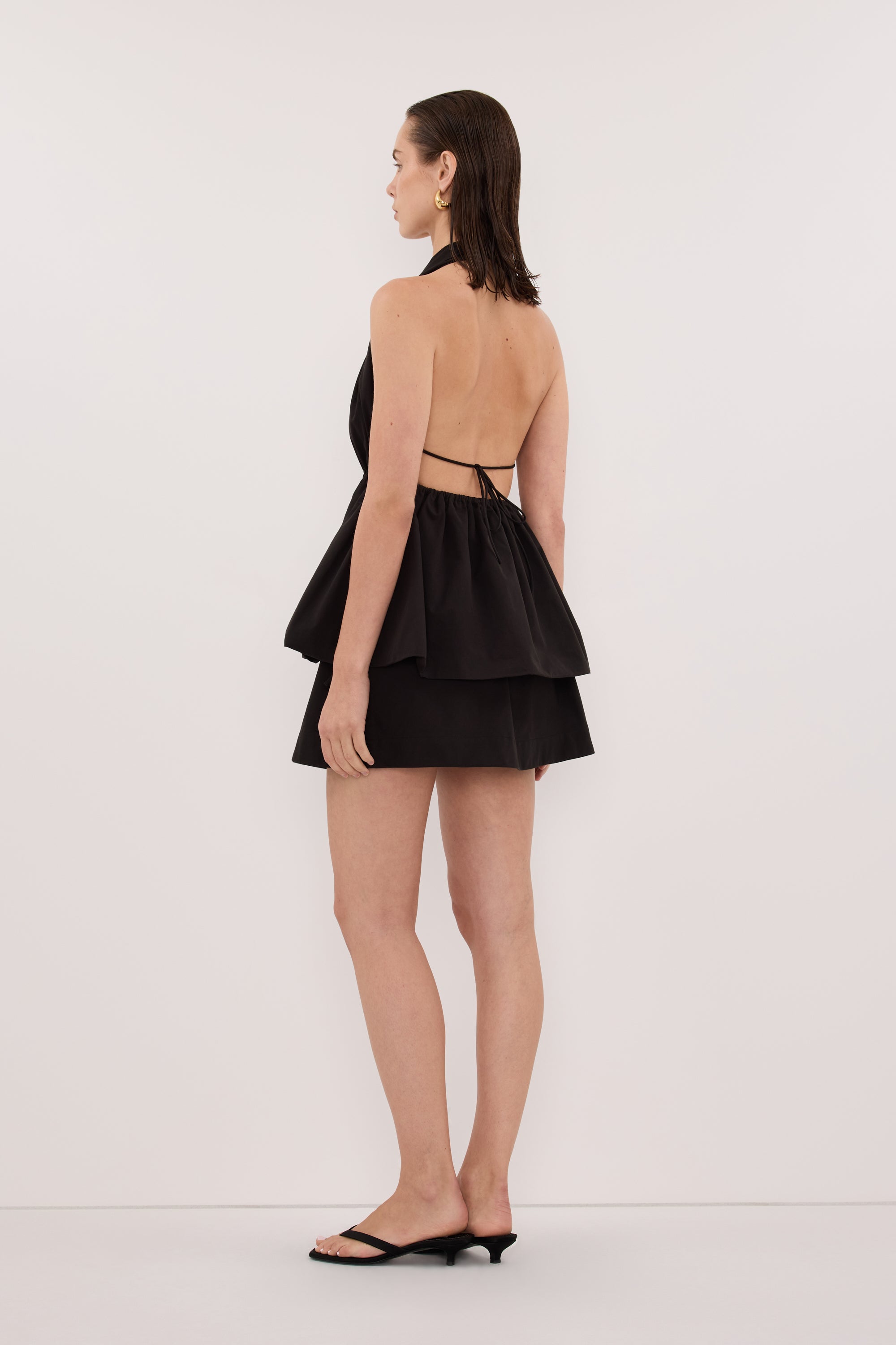 TAMMY BLACK POPLIN HALTER TOP