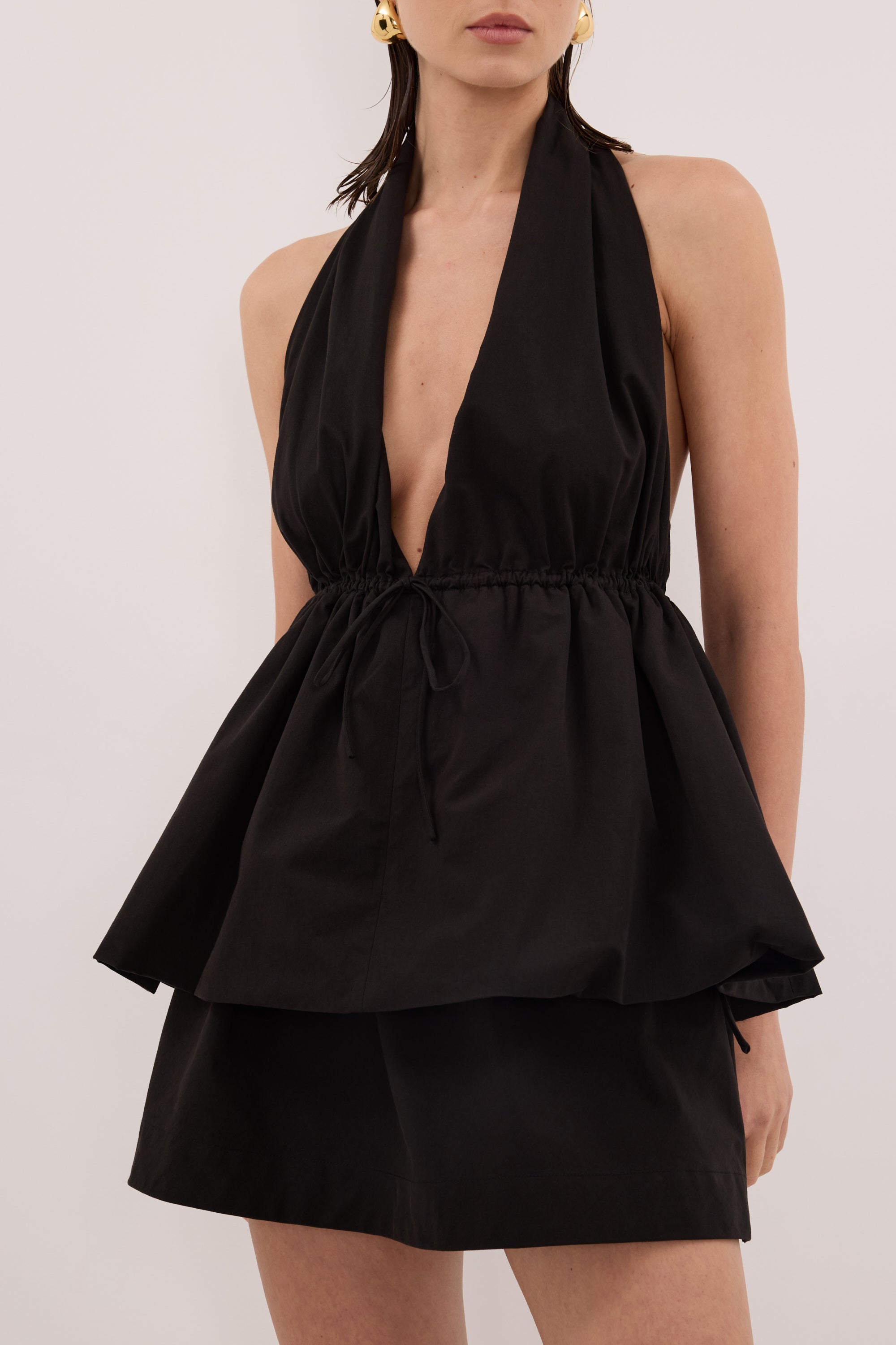 TAMMY BLACK POPLIN HALTER TOP – DISSH