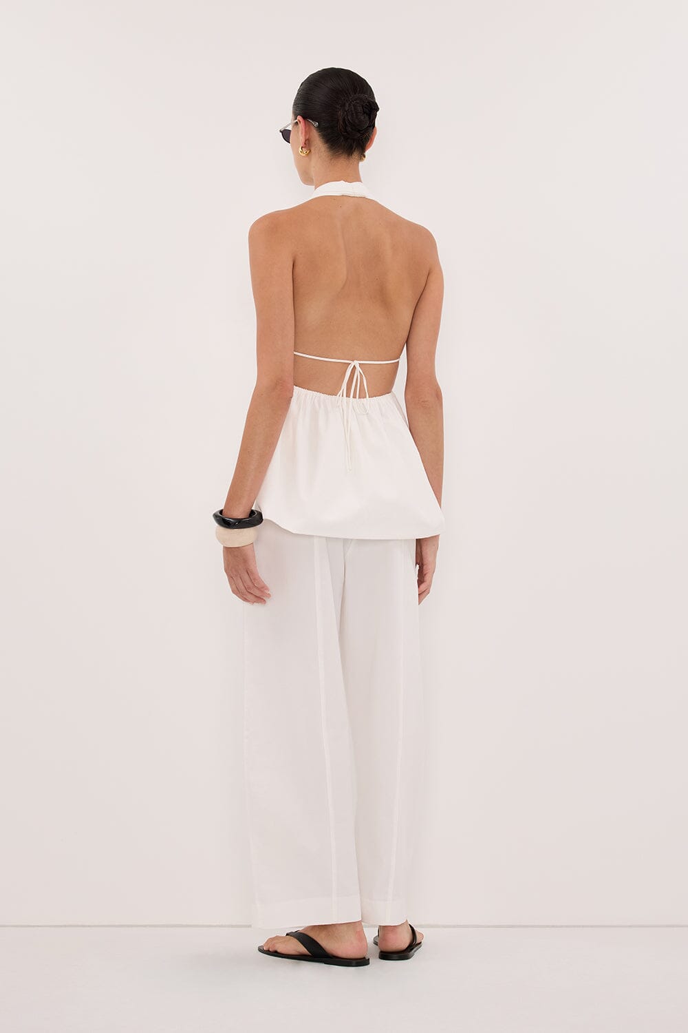 TAMMY WHITE POPLIN HALTER TOP – DISSH