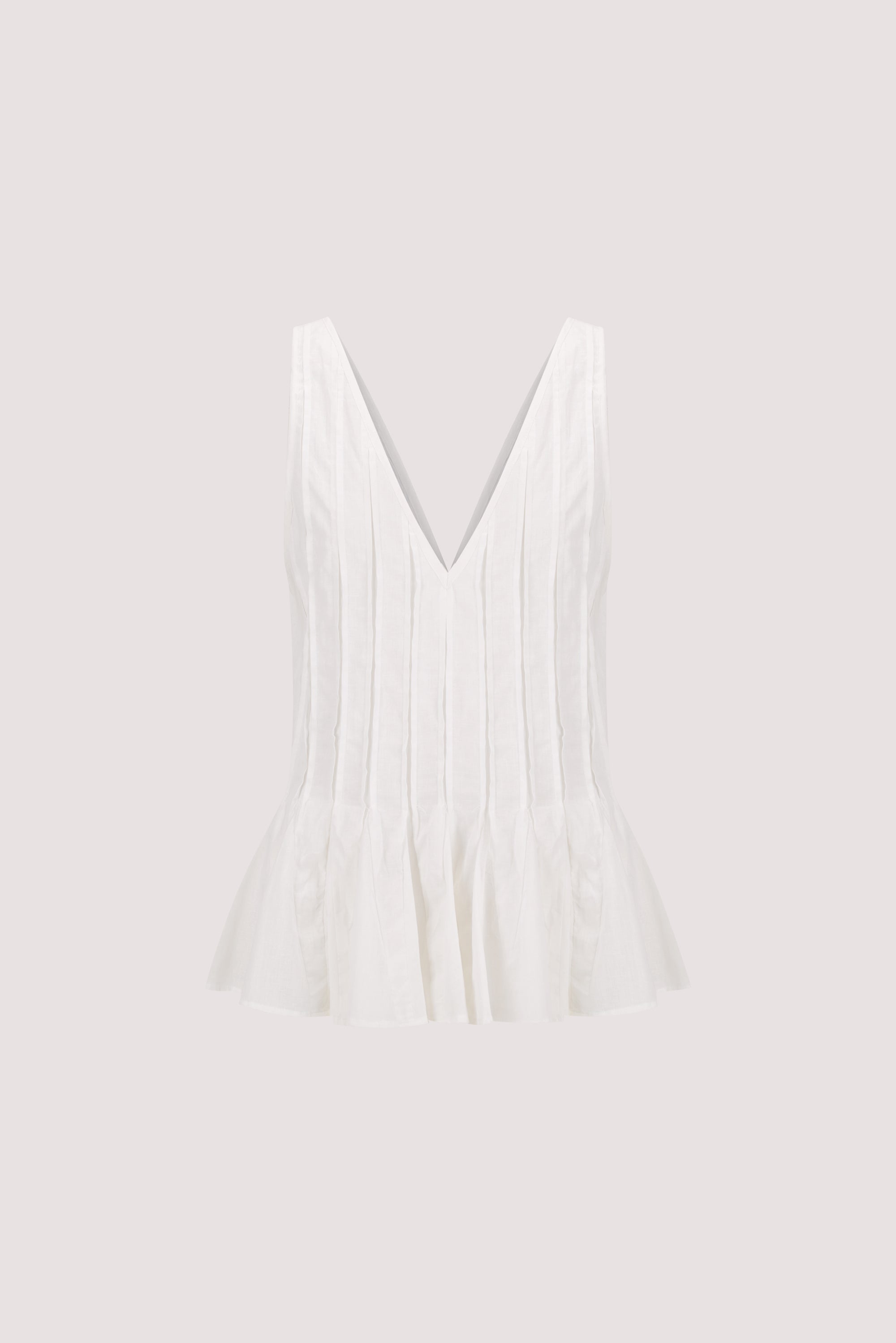 PIXIE WHITE LINEN GODET TOP