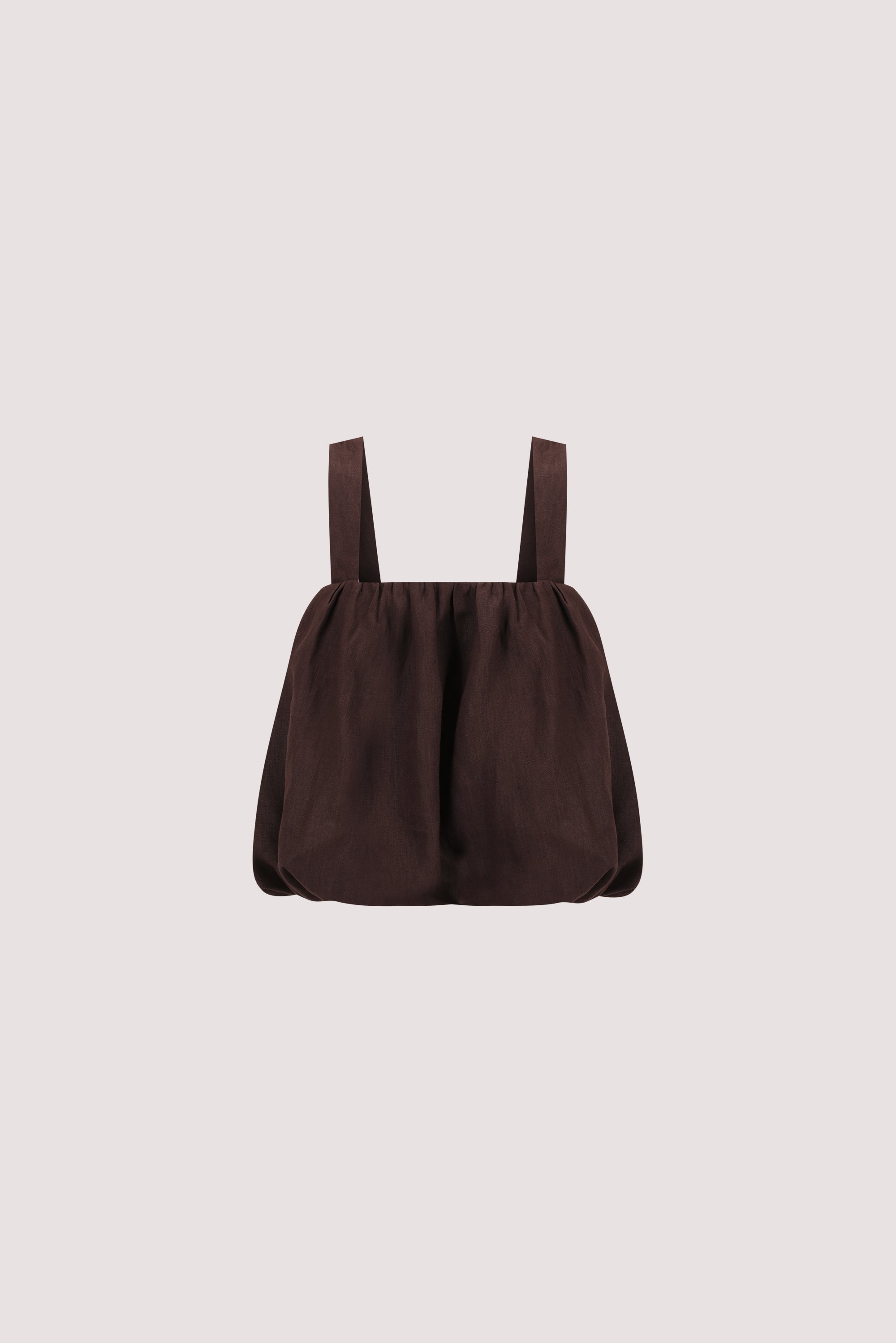 RAVELLO BURNT CHOC LINEN BUBBLE TOP
