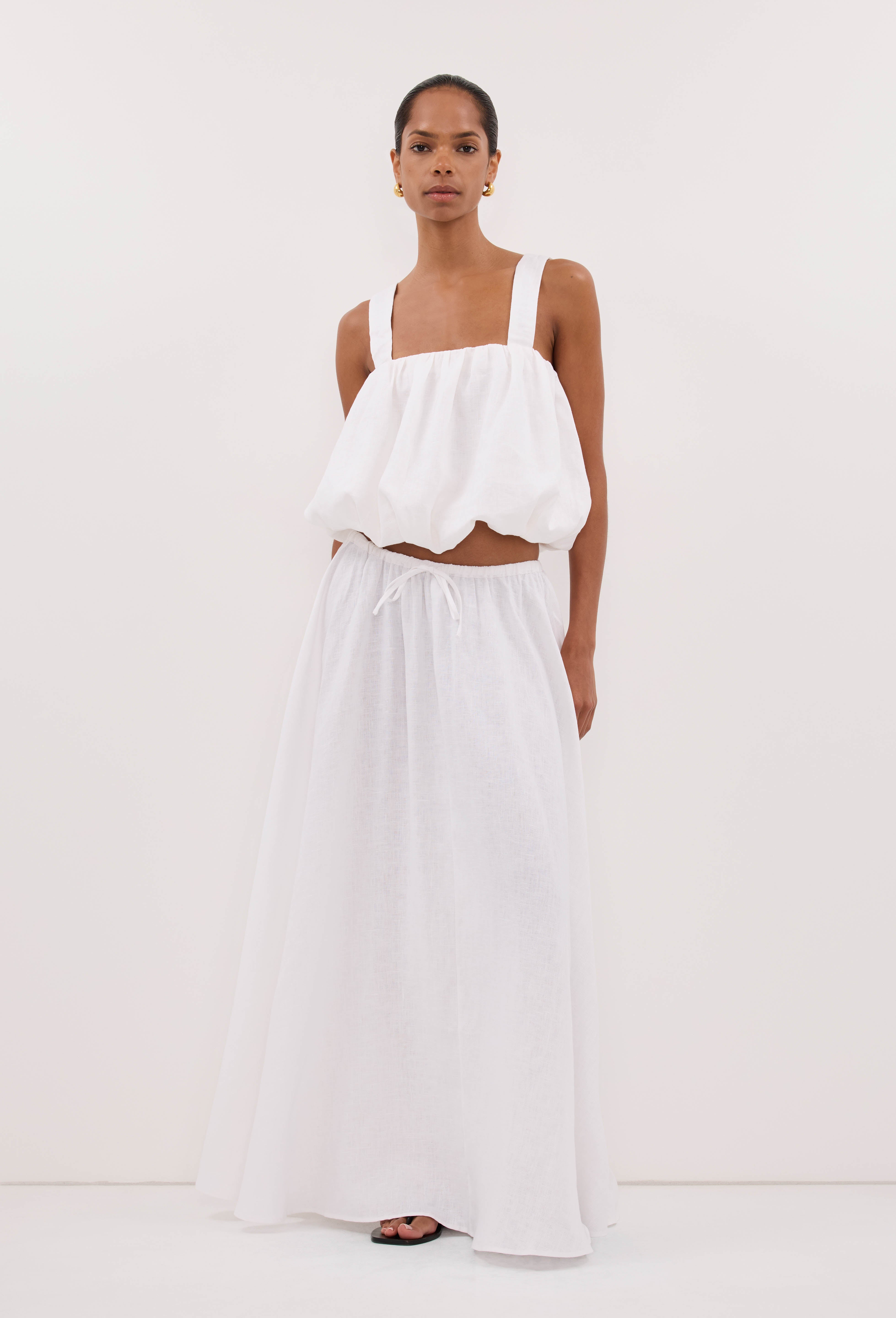 RAVELLO WHITE LINEN BUBBLE TOP – DISSH