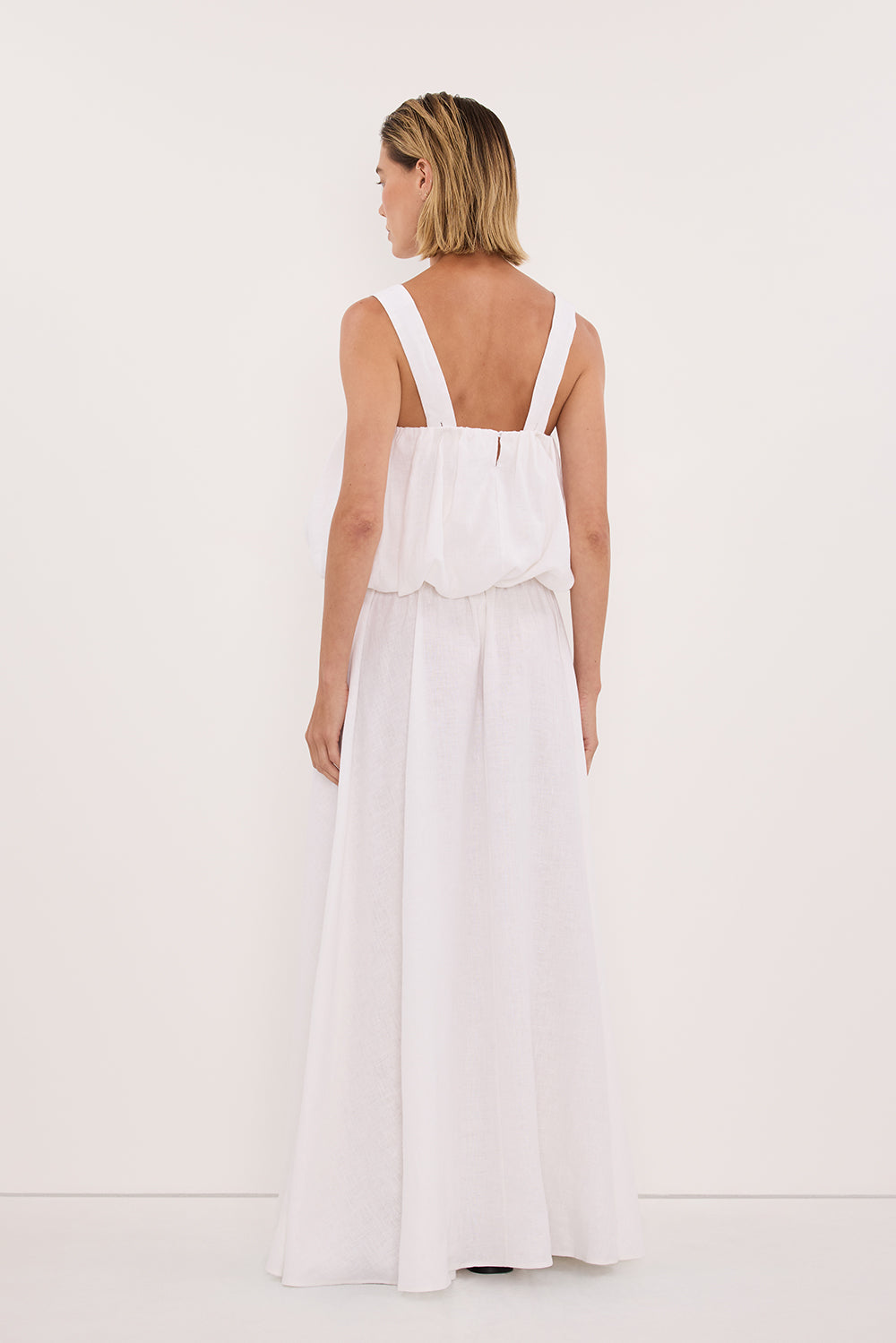 RAVELLO WHITE LINEN BUBBLE TOP