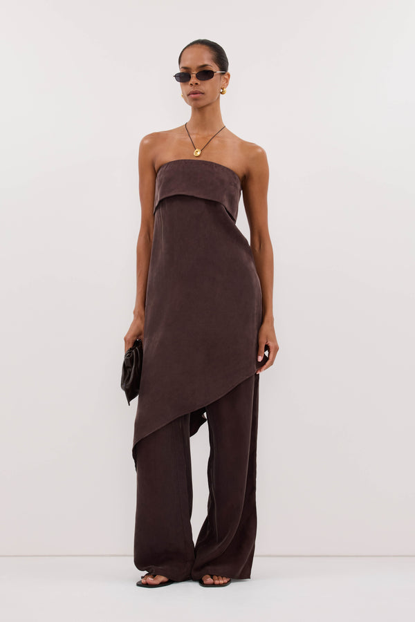 Xena Cupro Side Split Pant in Plum Choc By DISSH | Matching Set Xena Cupro Side Split Pant in Plum Choc By DISSH | Matching Set
