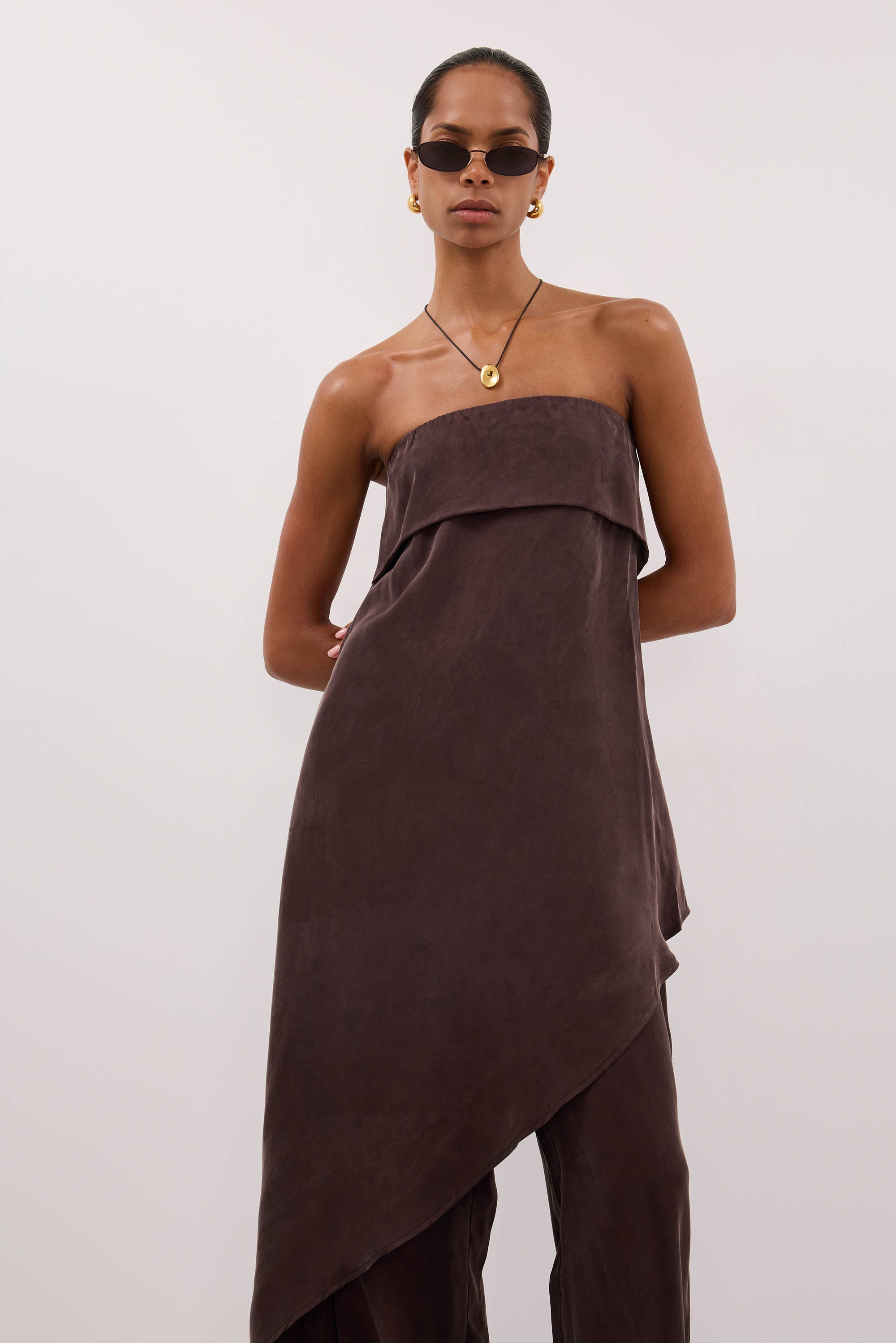 VENUS PLUM CHOC CUPRO ASYM TOP – DISSH