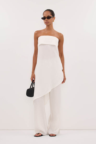 Kristen wearing VENUS WHITE CUPRO ASYM TOP