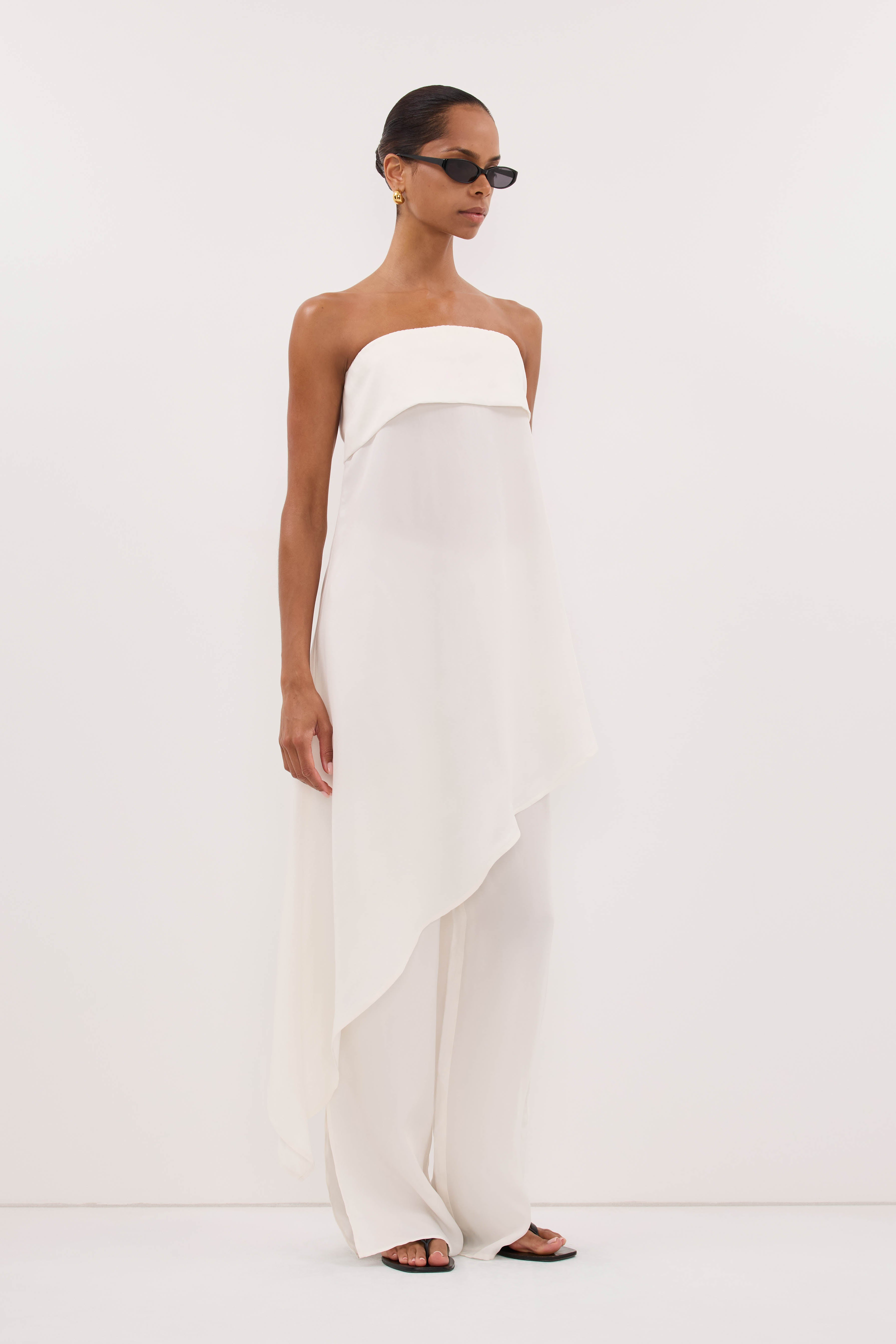 Venus Cupro Asym Top in White By DISSH | Matching Set Venus Cupro Asym Top in White By DISSH | Matching Set